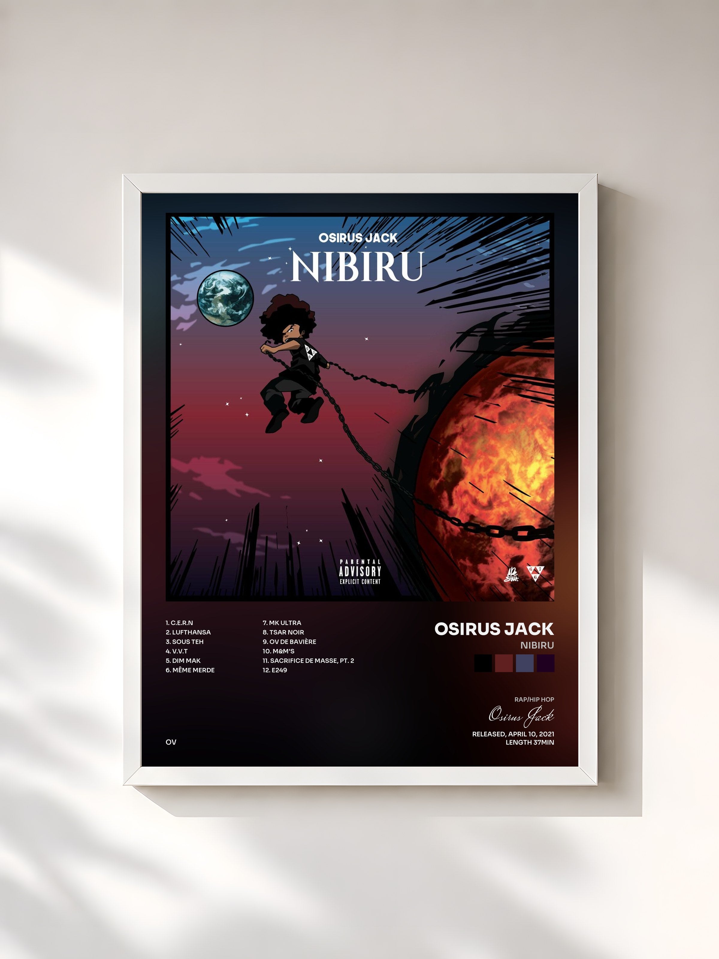 #blanc Tableau de l'album Nibiru de Osirus Jack, cadre blanc, imprimé et encadré en France