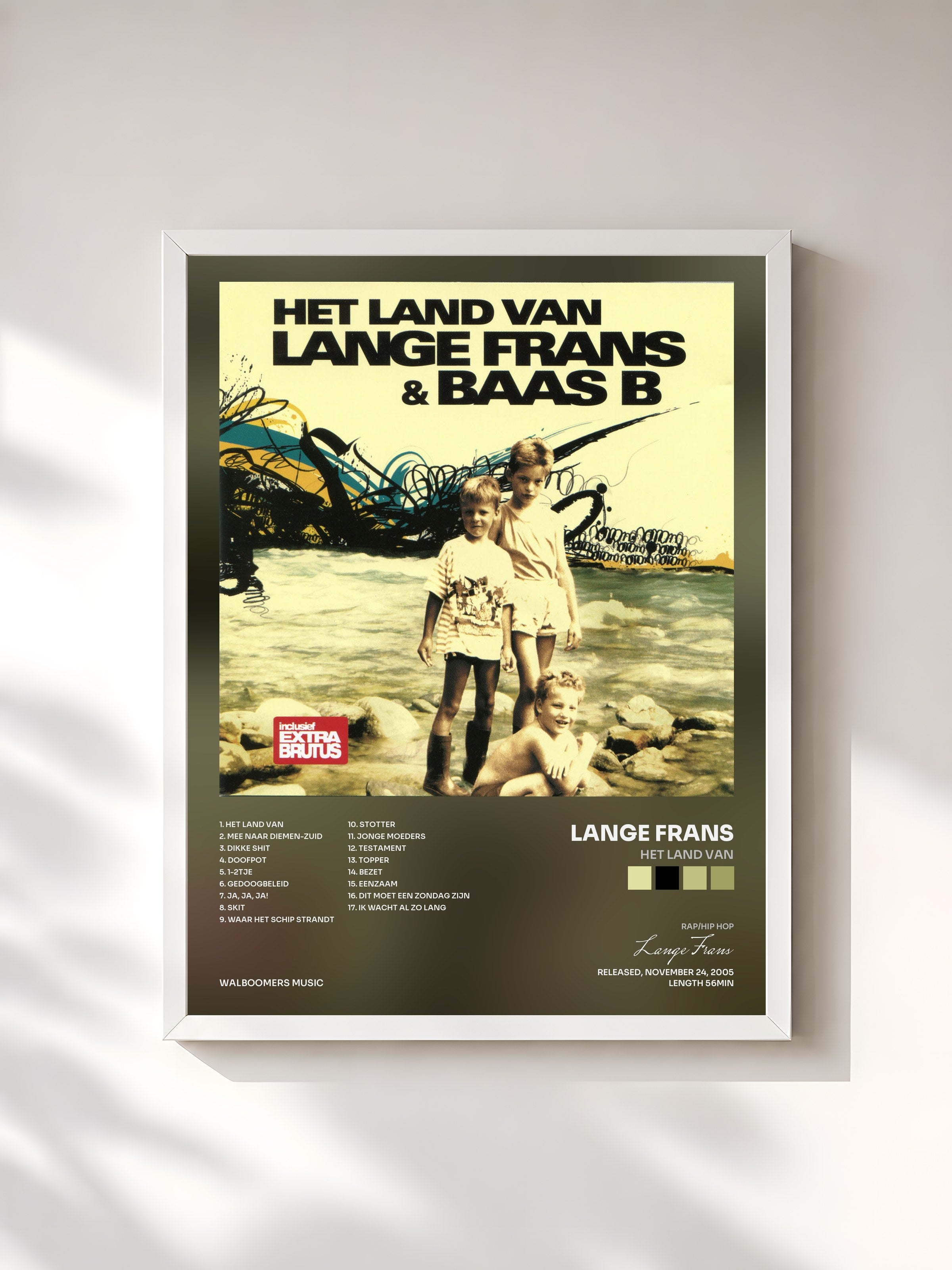 #blanc Tableau de l'album Het Land Van de Lange Frans, cadre blanc, imprimé et encadré en France