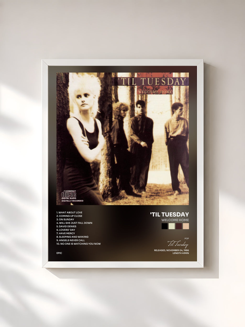 #blanc Tableau de l'album Welcome Home de 'Til Tuesday, cadre blanc, imprimé et encadré en France