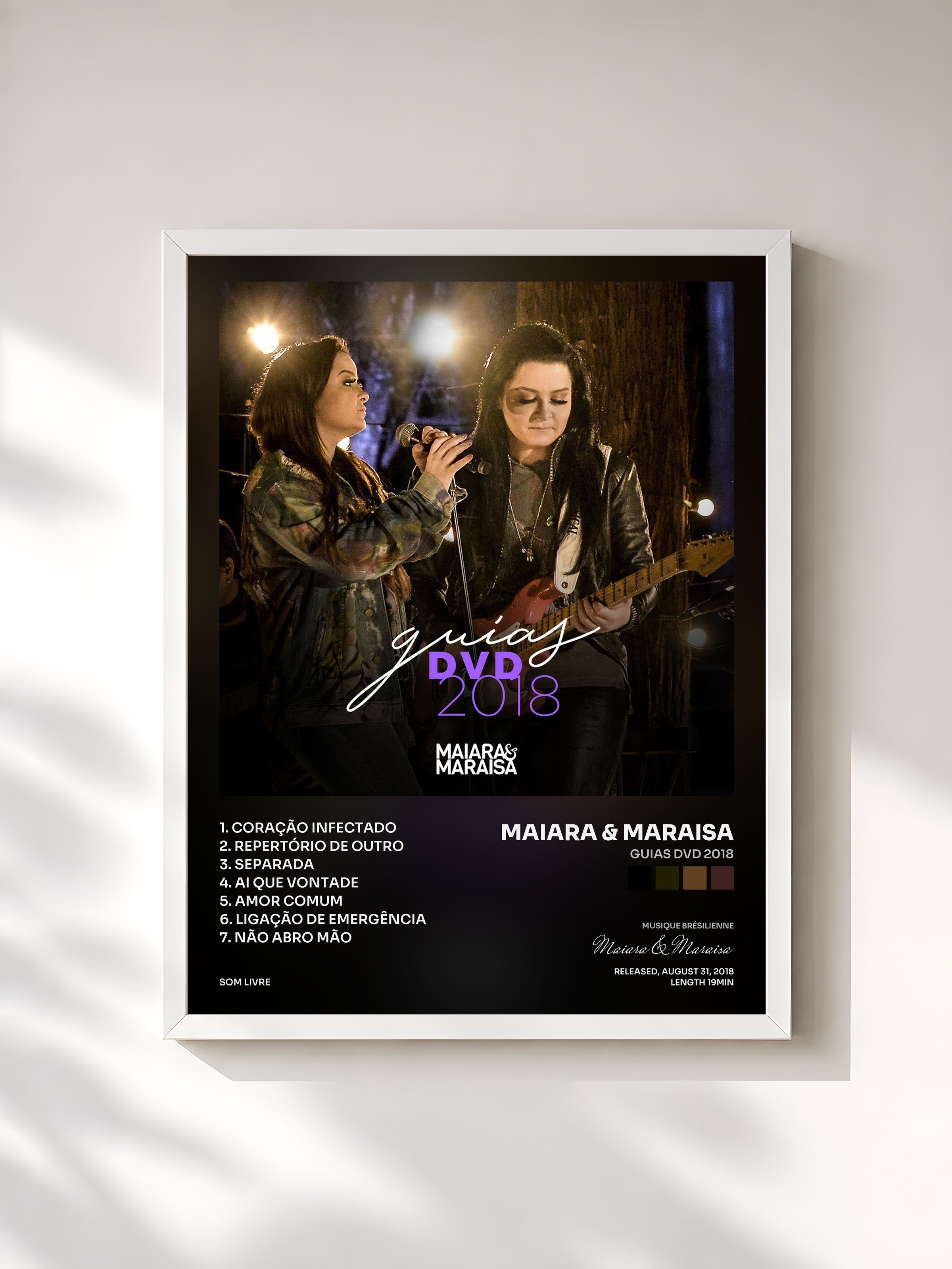 #blanc Tableau de l'album Guias Dvd 2018 de Maiara & Maraisa, cadre blanc, imprimé et encadré en France