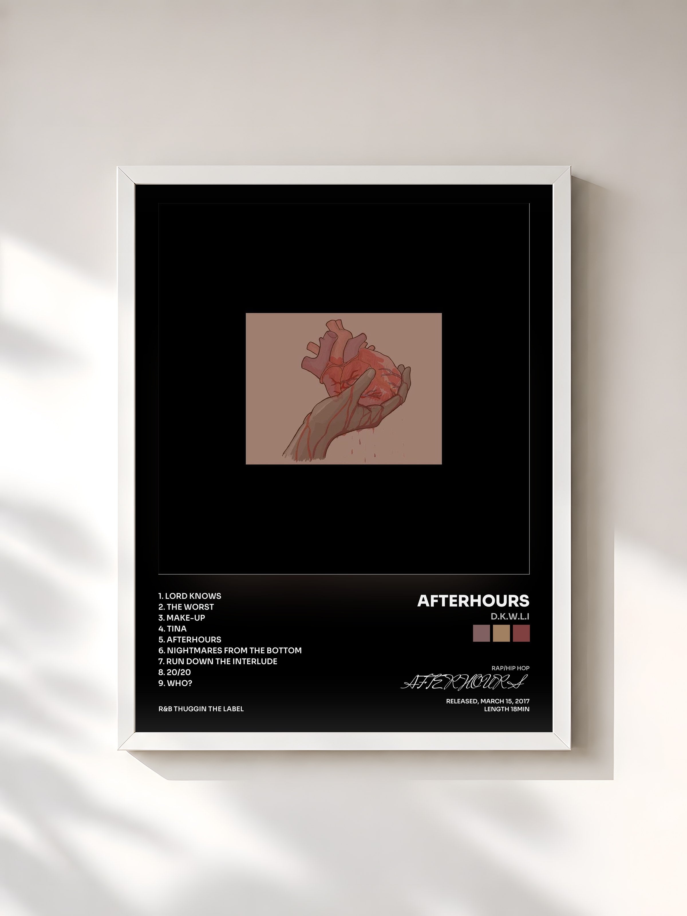 #blanc Tableau de l'album D.K.W.L.I de AFTERHOURS, cadre blanc, imprimé et encadré en France