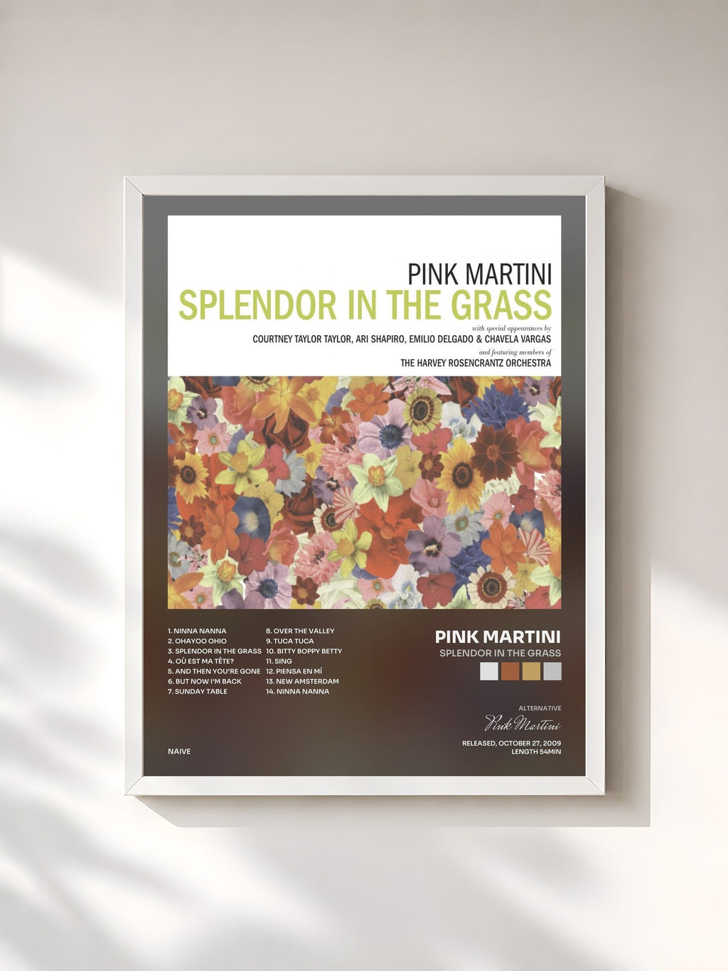 #blanc Splendor in the Grass de Pink Martini en lámina enmarcada, marco blanco, impresa y enmarcada en Francia