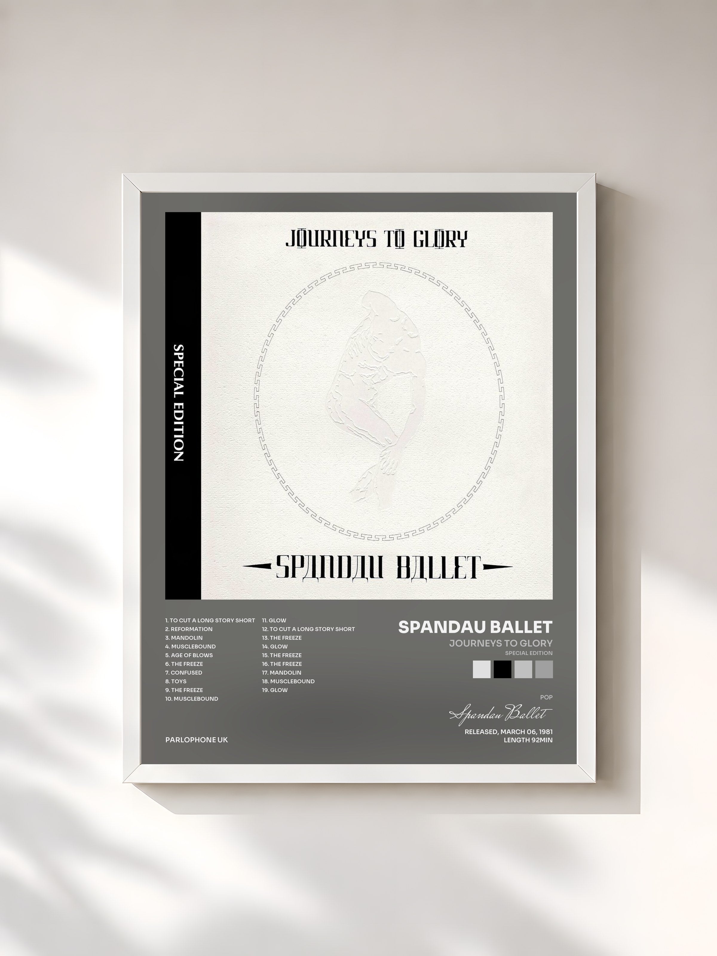 #blanc Tableau de l'album Journeys to Glory (Special Edition) de Spandau Ballet, cadre blanc, imprimé et encadré en France