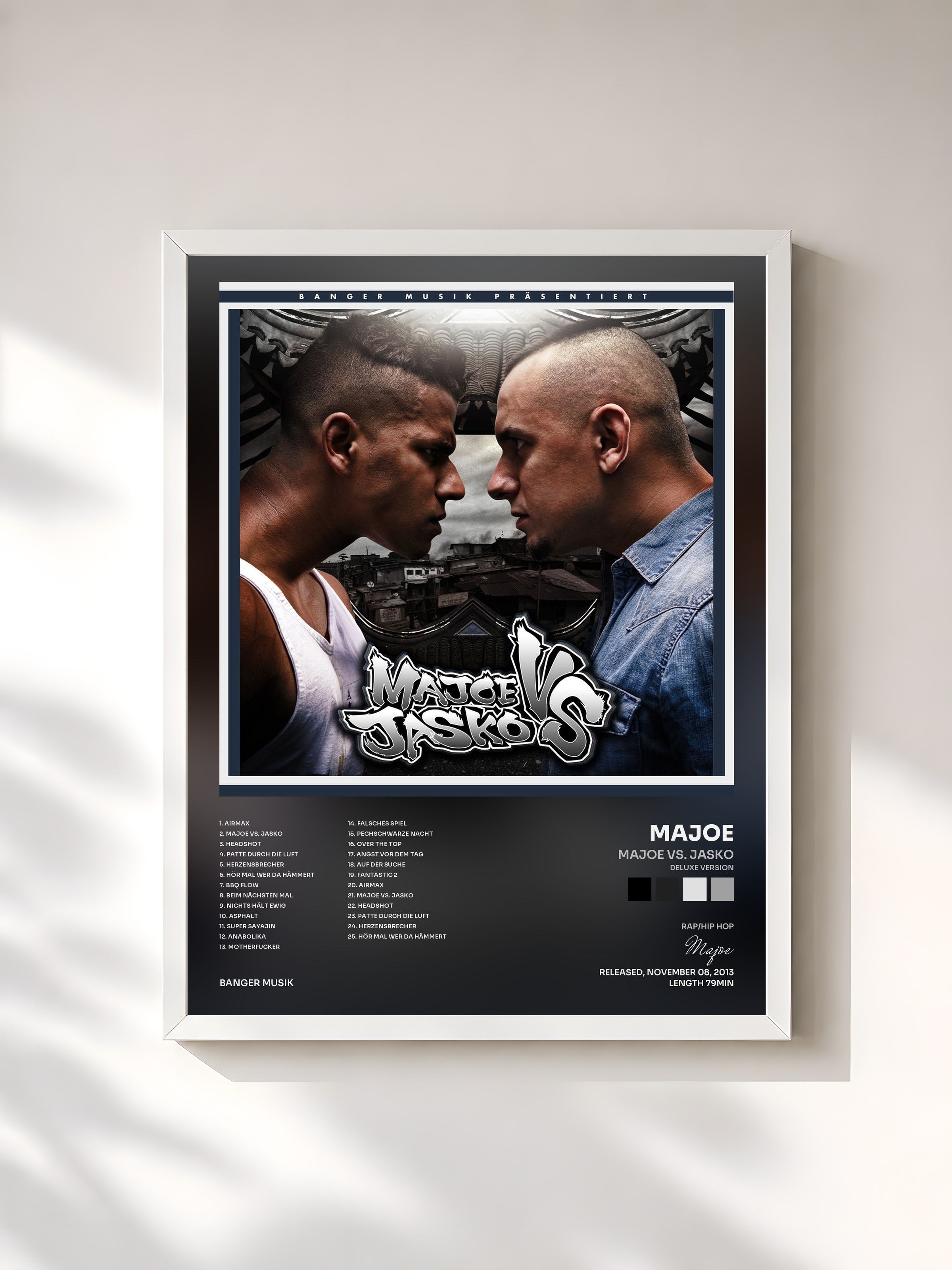 #blanc Tableau de l'album Majoe vs. Jasko (Deluxe Version) de Majoe, cadre blanc, imprimé et encadré en France