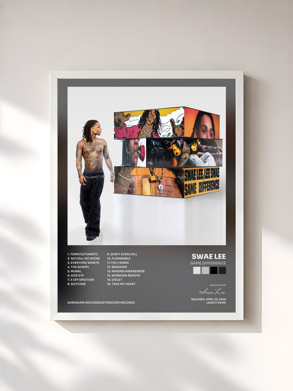 #blanc SAME DIFFERENCE by Swae Lee as a framed art print, white frame, printed and framed in France