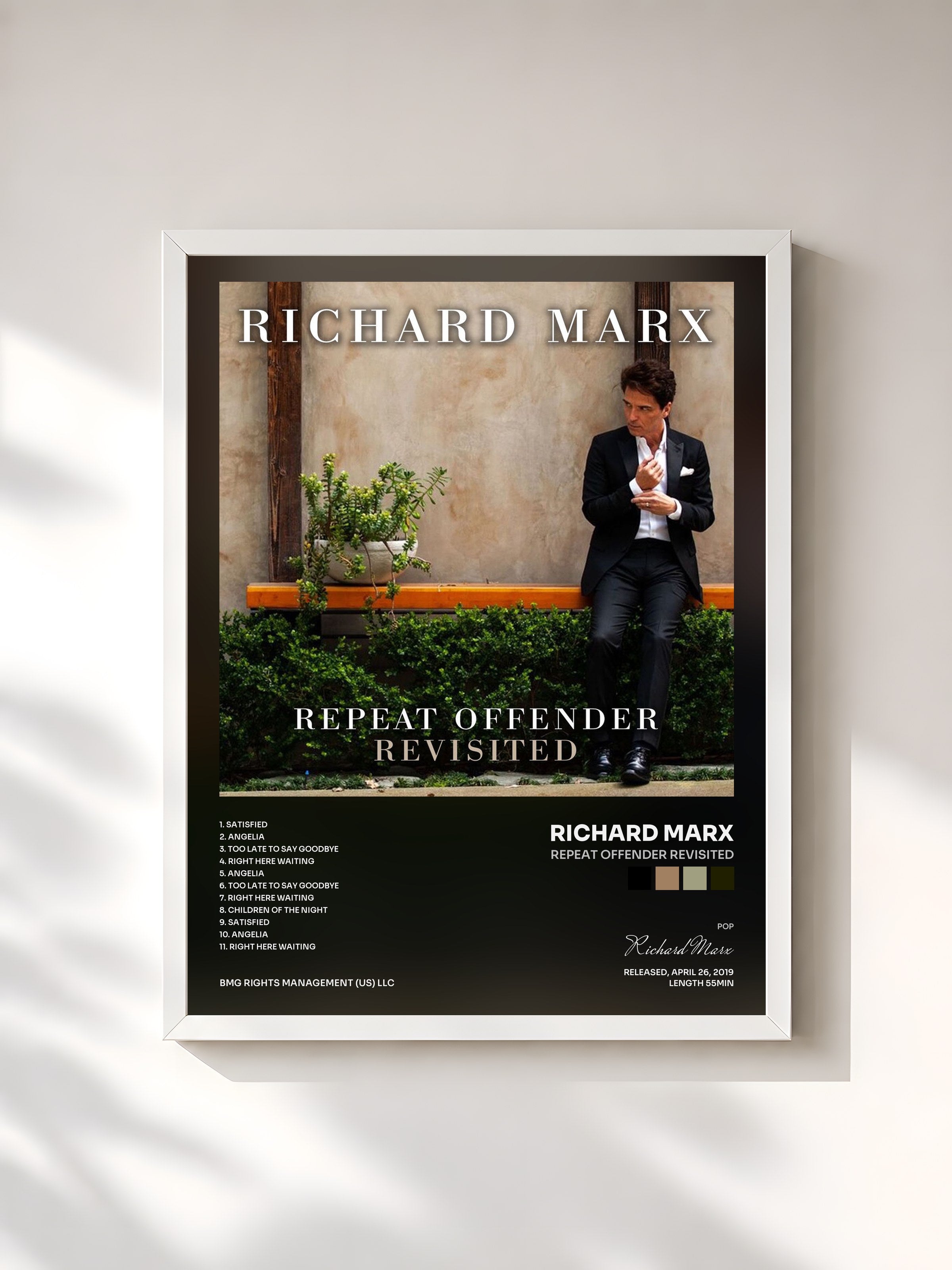 #blanc Tableau de l'album Repeat Offender Revisited de Richard Marx, cadre blanc, imprimé et encadré en France