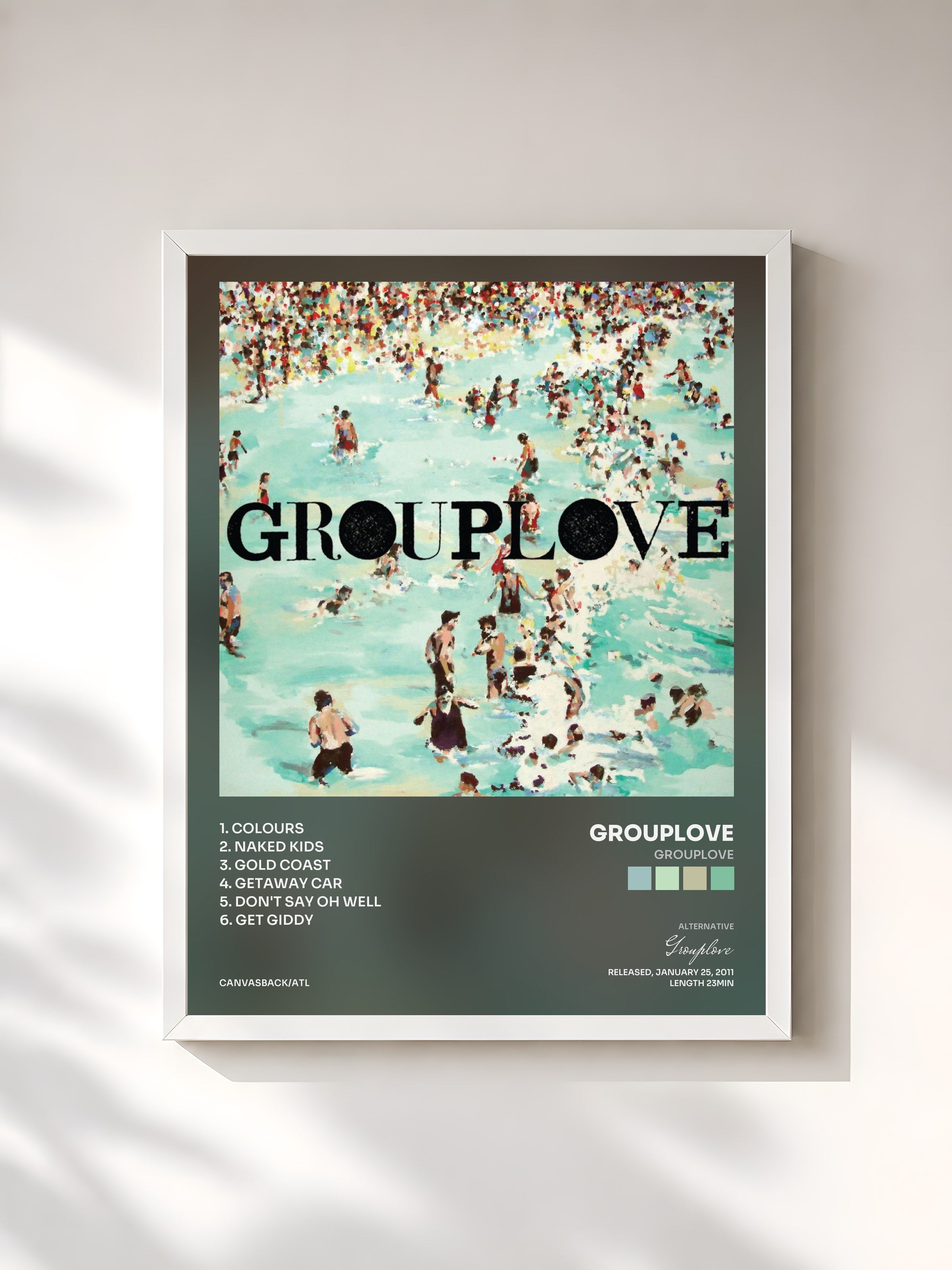 #blanc Tableau de l'album Grouplove de Grouplove, cadre blanc, imprimé et encadré en France
