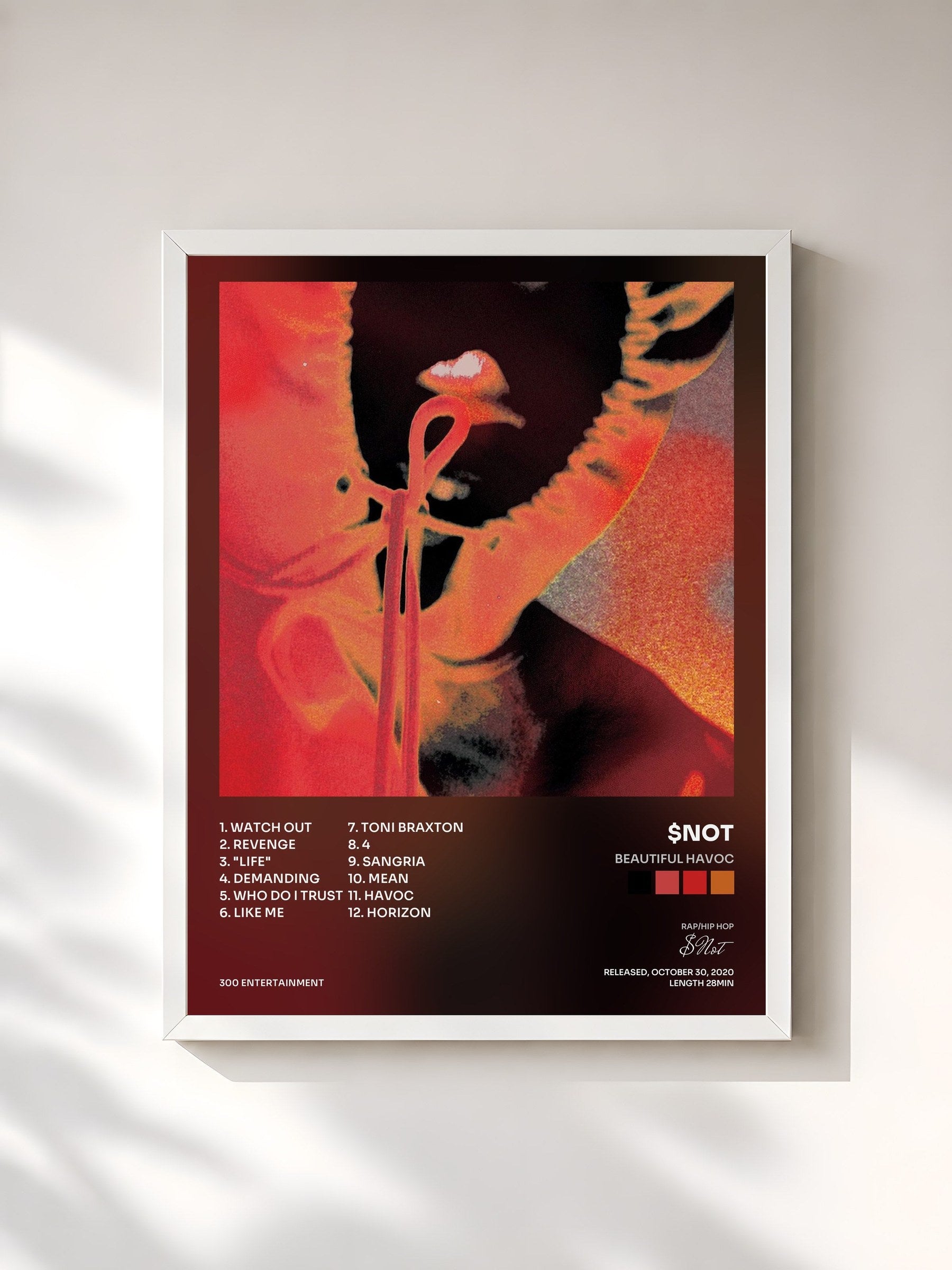 #blanc Tableau de l'album Beautiful Havoc de $Not, cadre blanc, imprimé et encadré en France