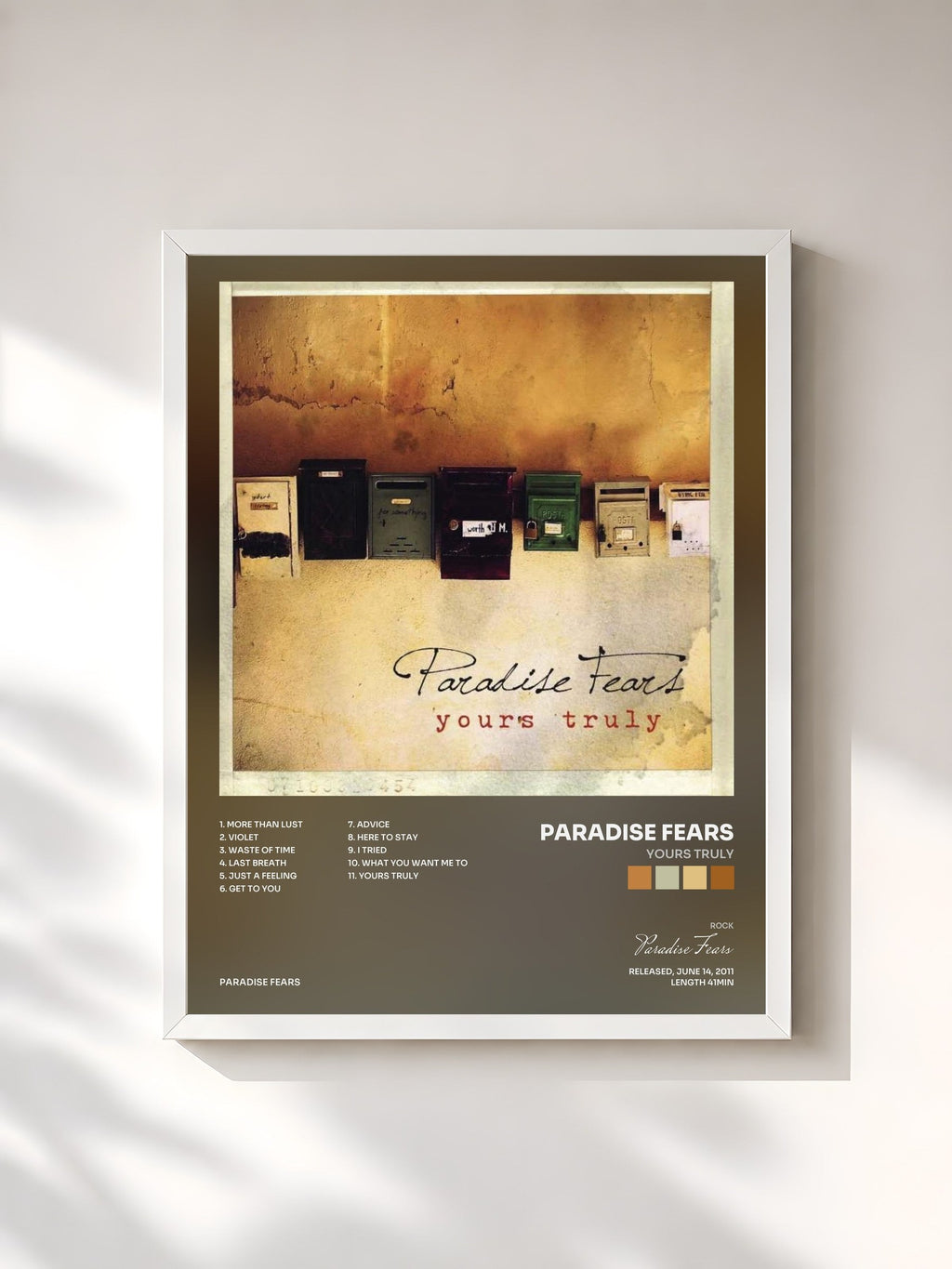 #blanc Yours Truly by Paradise Fears as a framed art print, white frame, printed and framed in France