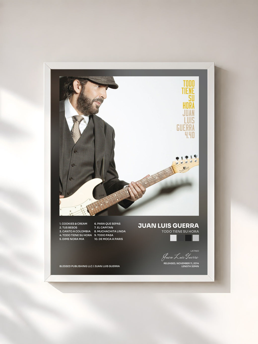 #blanc Todo Tiene Su Hora von Juan Luis Guerra als gerahmter Kunstdruck, weißer Rahmen, gedruckt und gerahmt in Frankreich