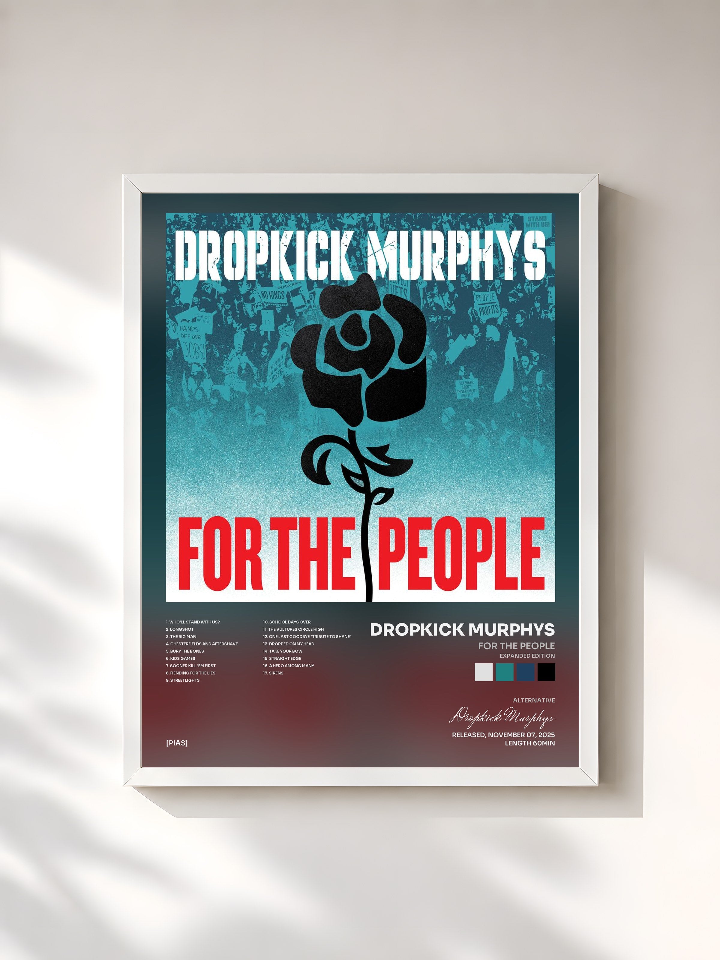 #blanc Tableau de l'album For The People (Expanded Edition) de Dropkick Murphys, cadre blanc, imprimé et encadré en France