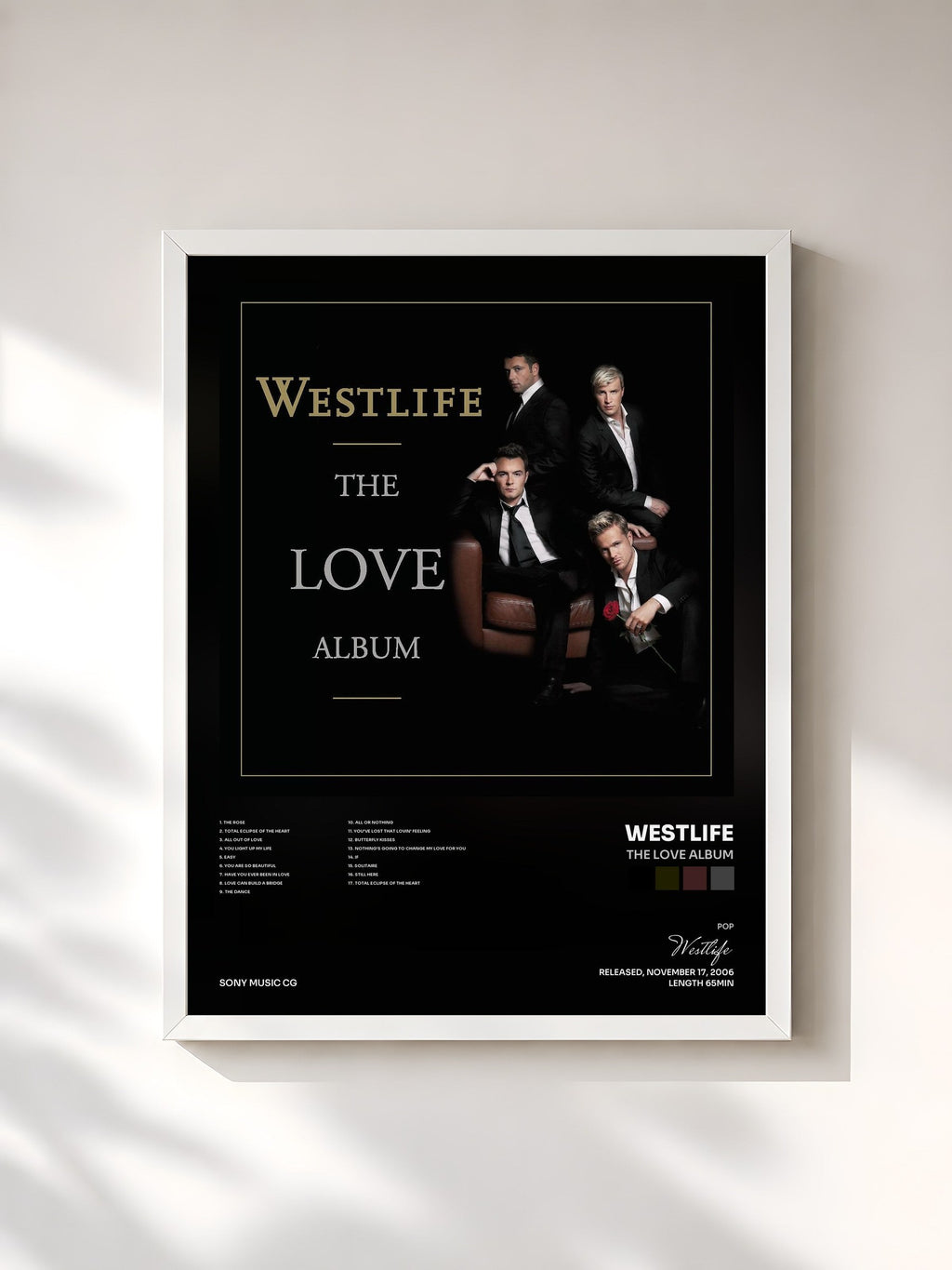 #blanc The Love Album von Westlife als gerahmter Kunstdruck, weißer Rahmen, gedruckt und gerahmt in Frankreich