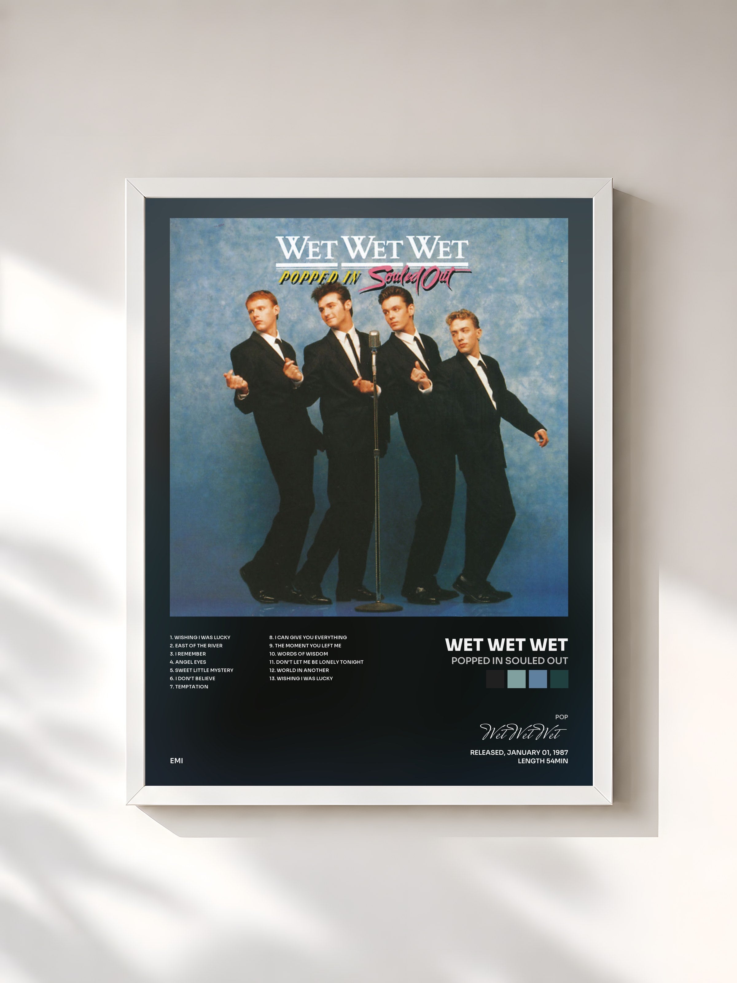 #blanc Tableau de l'album Popped In Souled Out de Wet Wet Wet, cadre blanc, imprimé et encadré en France
