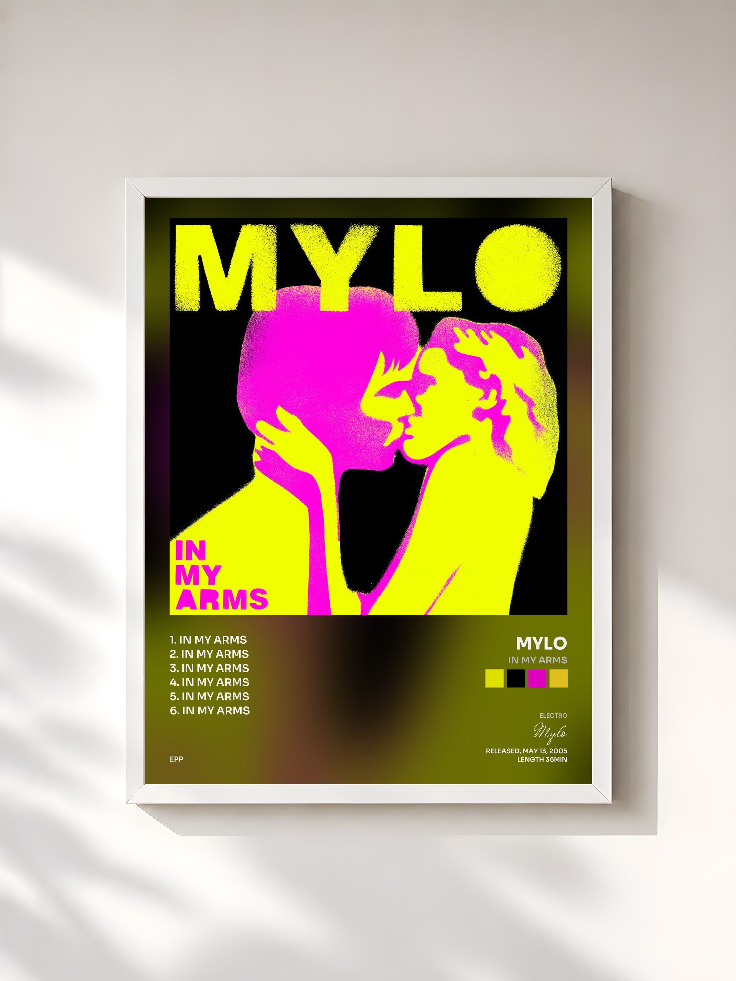 #blanc Tableau de l'album In My Arms de Mylo, cadre blanc, imprimé et encadré en France