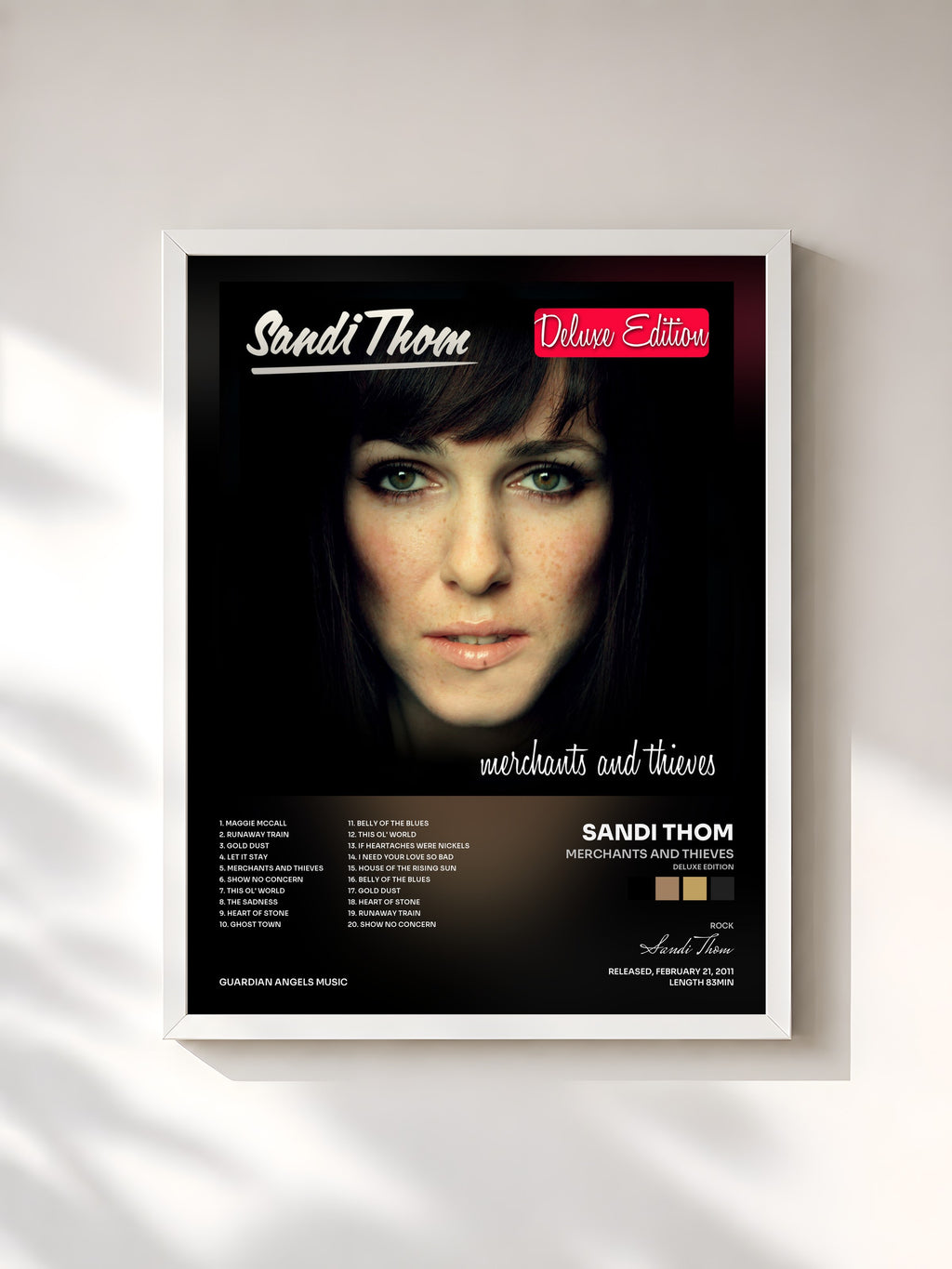 #blanc Tableau de l'album Merchants and Thieves (Deluxe Edition) de Sandi Thom, cadre blanc, imprimé et encadré en France