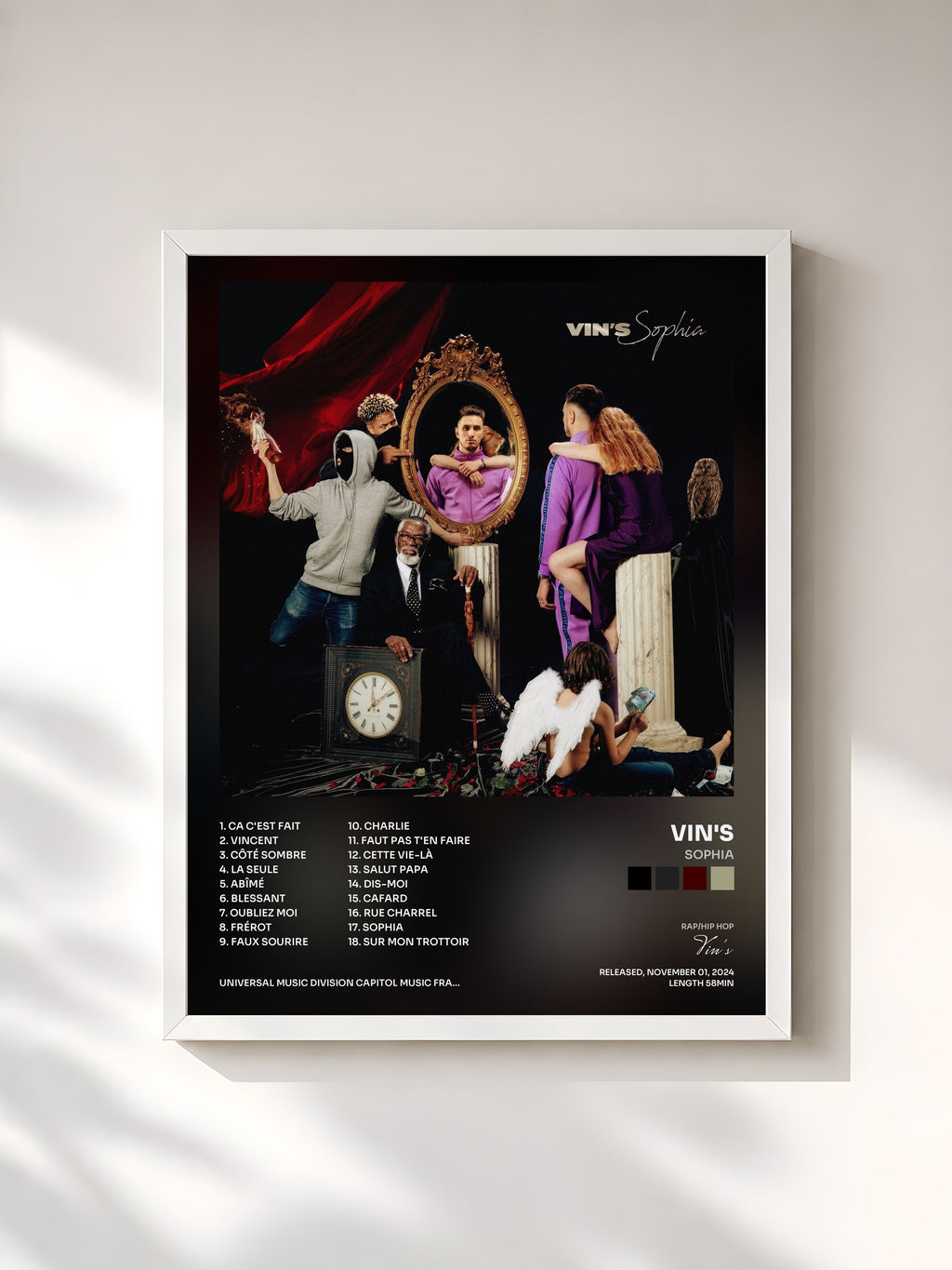 #blanc Tableau de l'album Sophia de Vin's, cadre blanc, imprimé et encadré en France