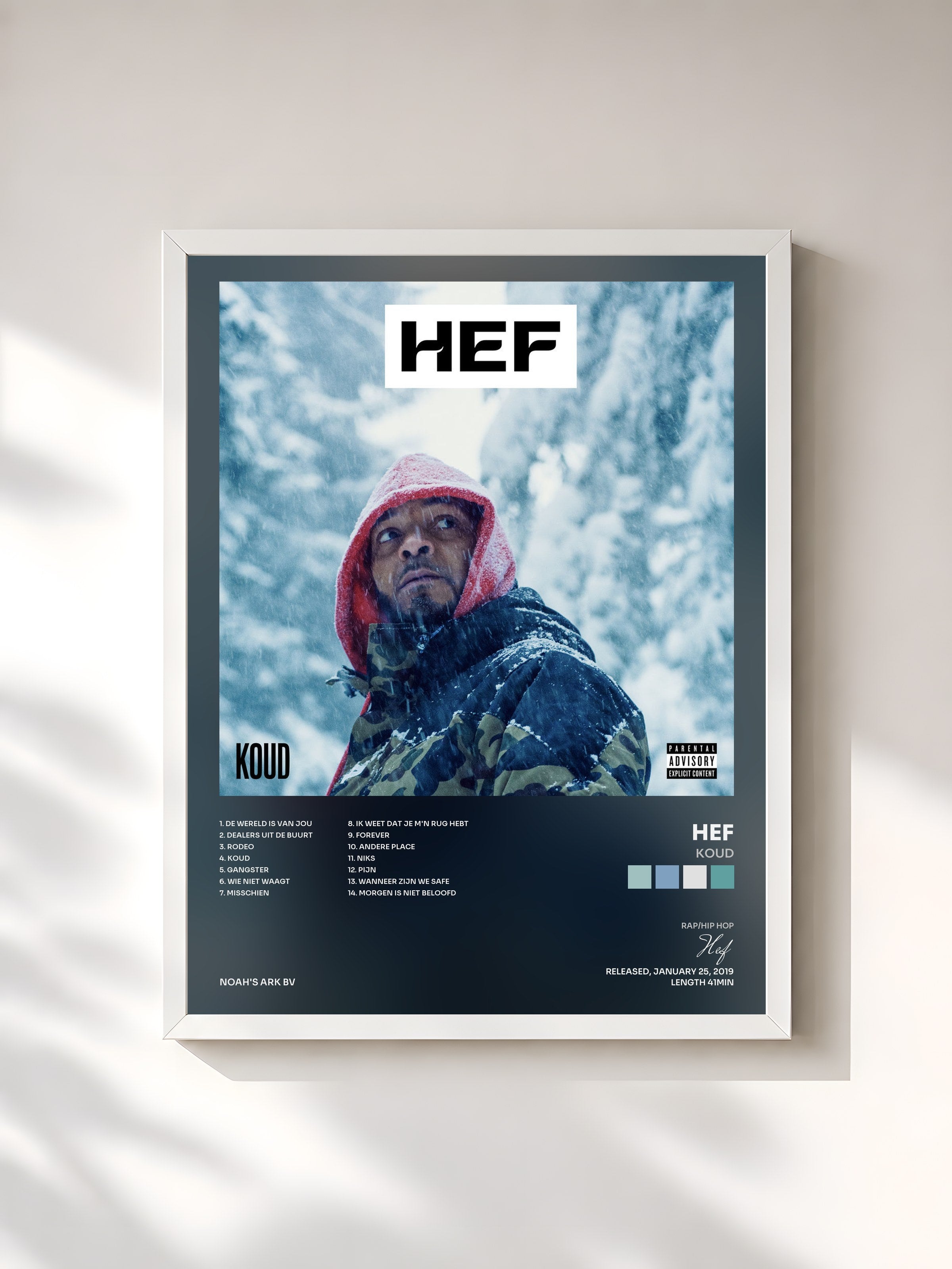 #blanc Tableau de l'album Koud de Hef, cadre blanc, imprimé et encadré en France
