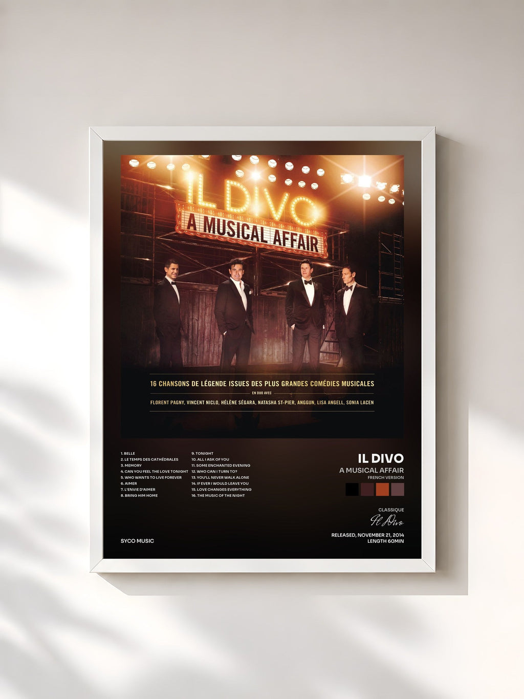 #blanc A Musical Affair (French Version) de Il Divo en lámina enmarcada, marco blanco, impresa y enmarcada en Francia