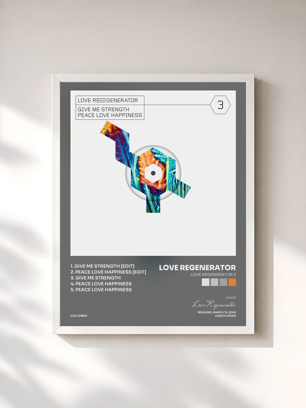 #blanc Love Regenerator 3 by Love Regenerator as a framed art print, white frame, printed and framed in France