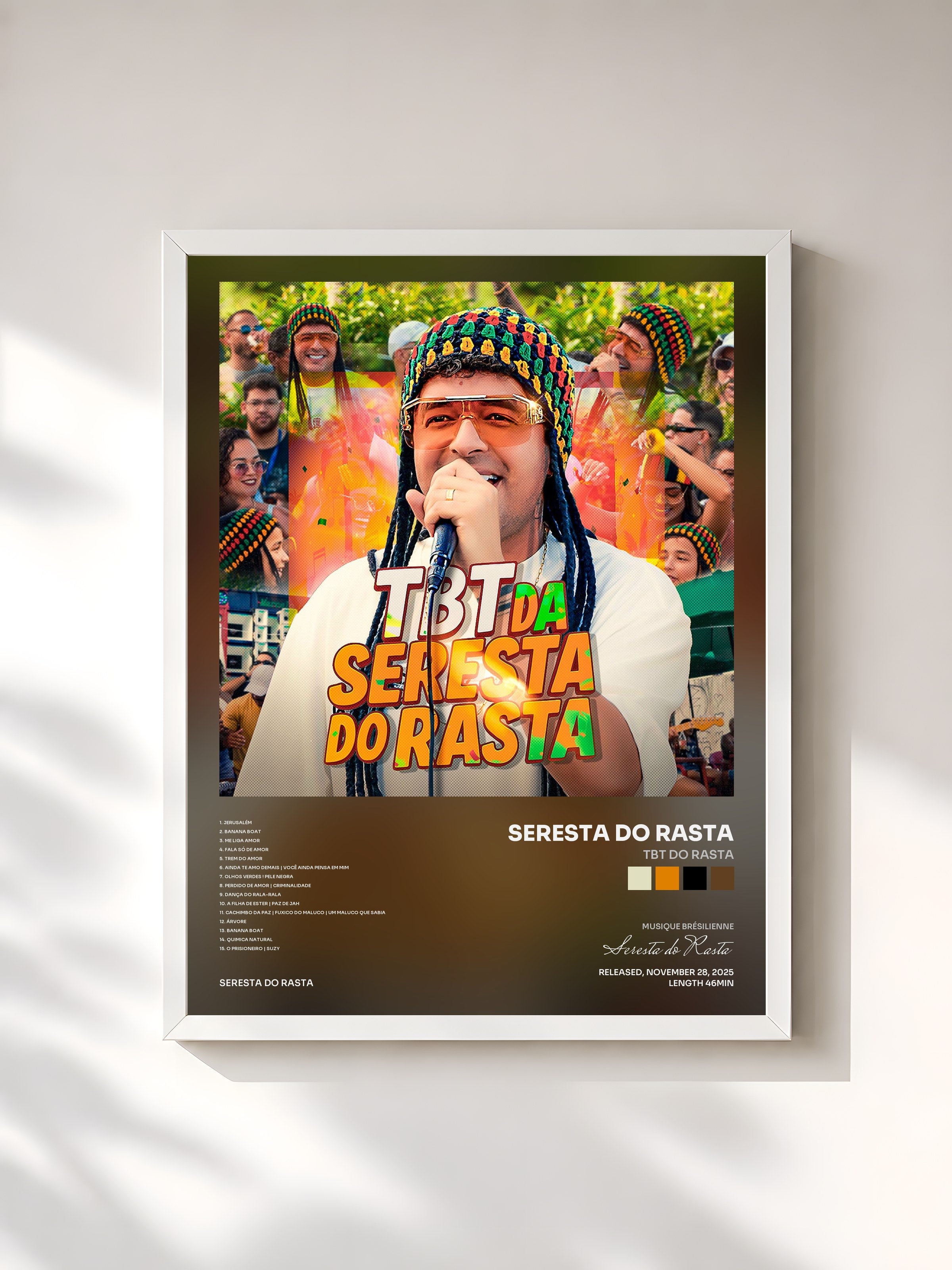 #blanc Tableau de l'album TBT do Rasta de Seresta do Rasta, cadre blanc, imprimé et encadré en France