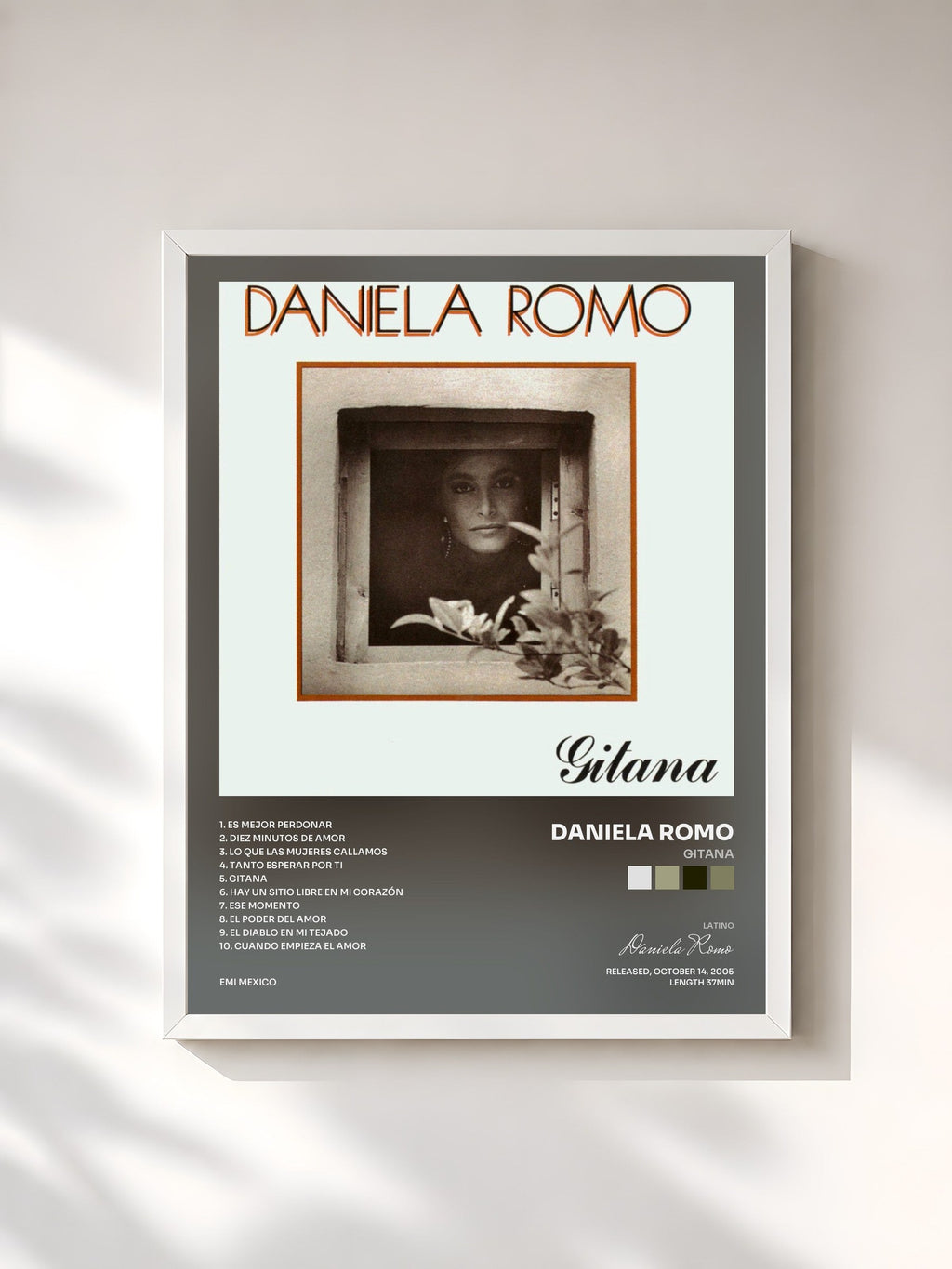 #blanc Gitana by Daniela Romo as a framed art print, white frame, printed and framed in France
