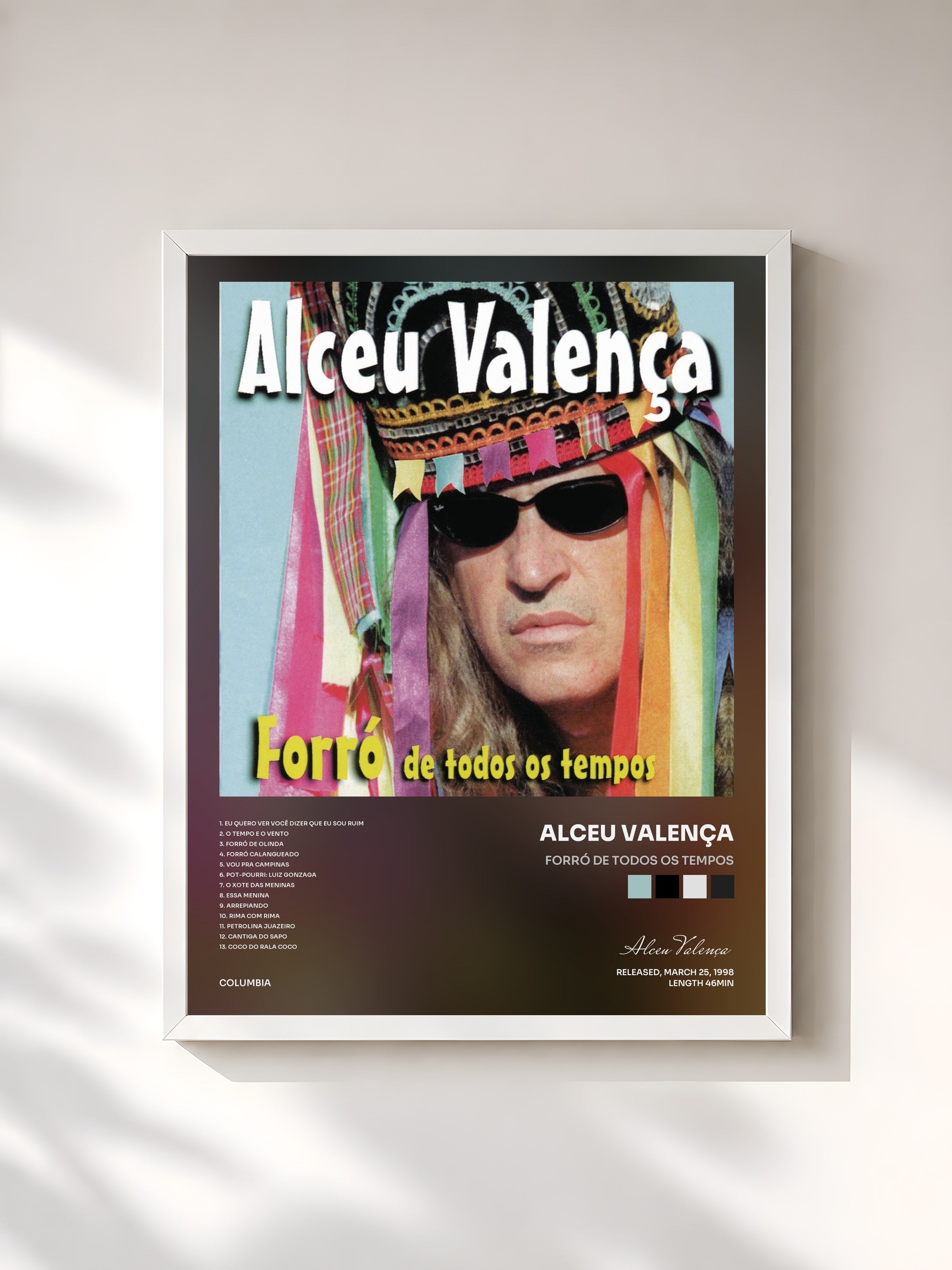 #blanc Tableau de l'album Forró de Todos os Tempos de Alceu Valença, cadre blanc, imprimé et encadré en France