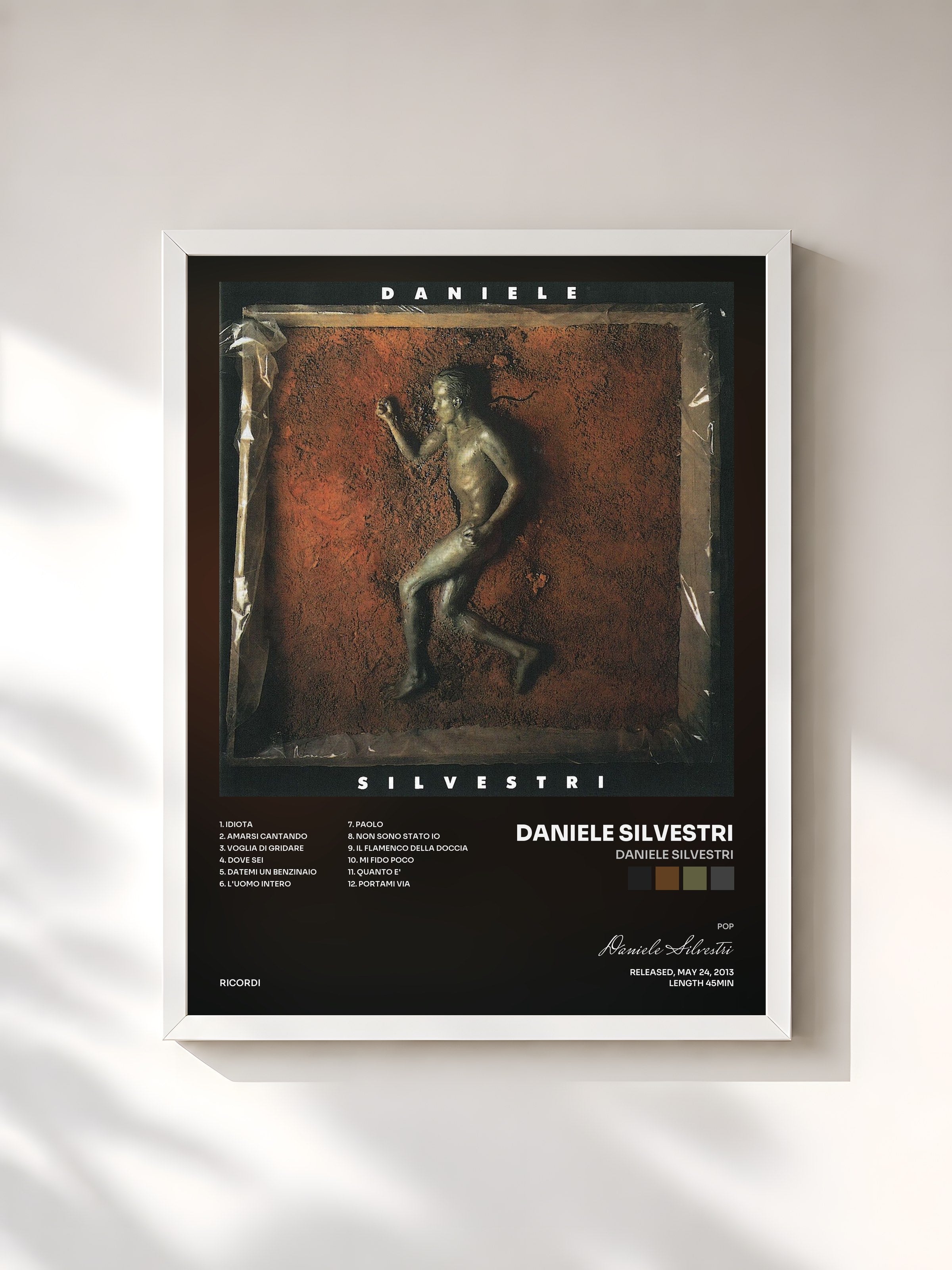 #blanc Tableau de l'album Daniele Silvestri de Daniele Silvestri, cadre blanc, imprimé et encadré en France