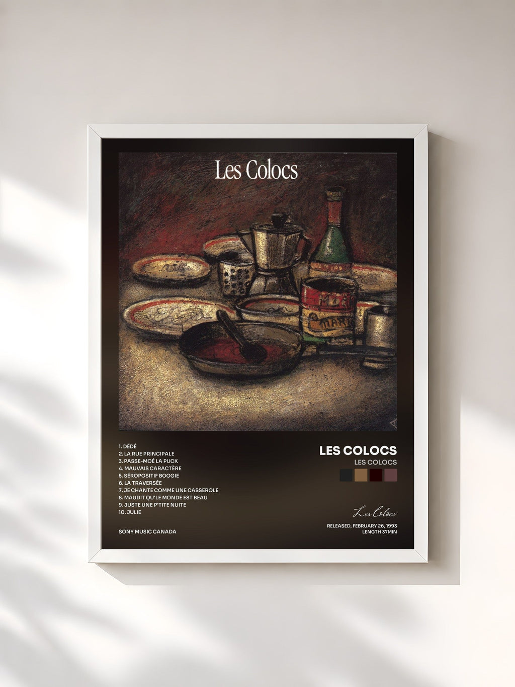 #blanc Les Colocs by Les Colocs as a framed art print, white frame, printed and framed in France