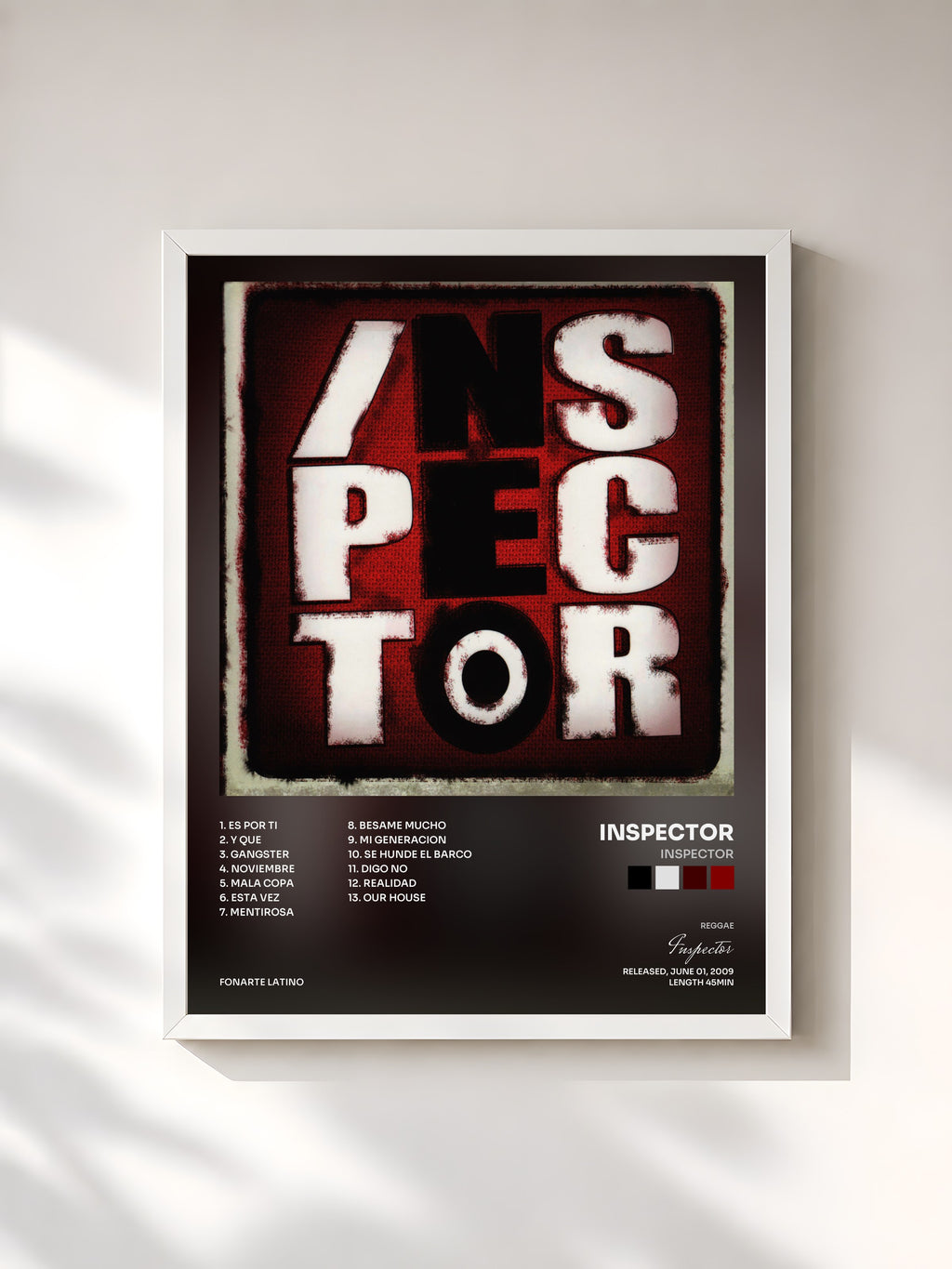 #blanc Tableau de l'album Inspector de Inspector, cadre blanc, imprimé et encadré en France