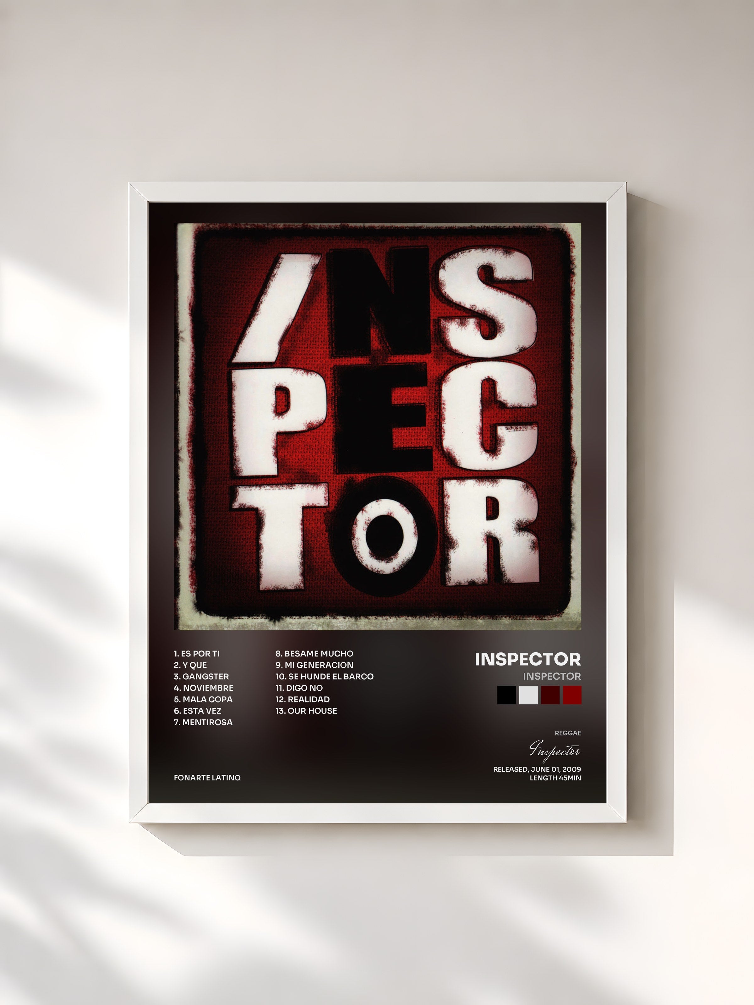 #blanc Tableau de l'album Inspector de Inspector, cadre blanc, imprimé et encadré en France