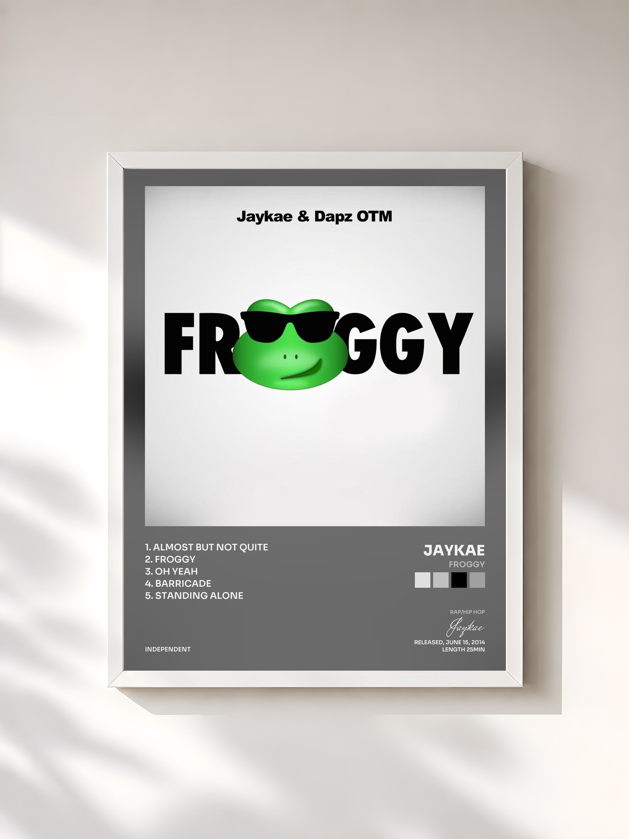 #blanc Tableau de l'album Froggy de Jaykae, cadre blanc, imprimé et encadré en France