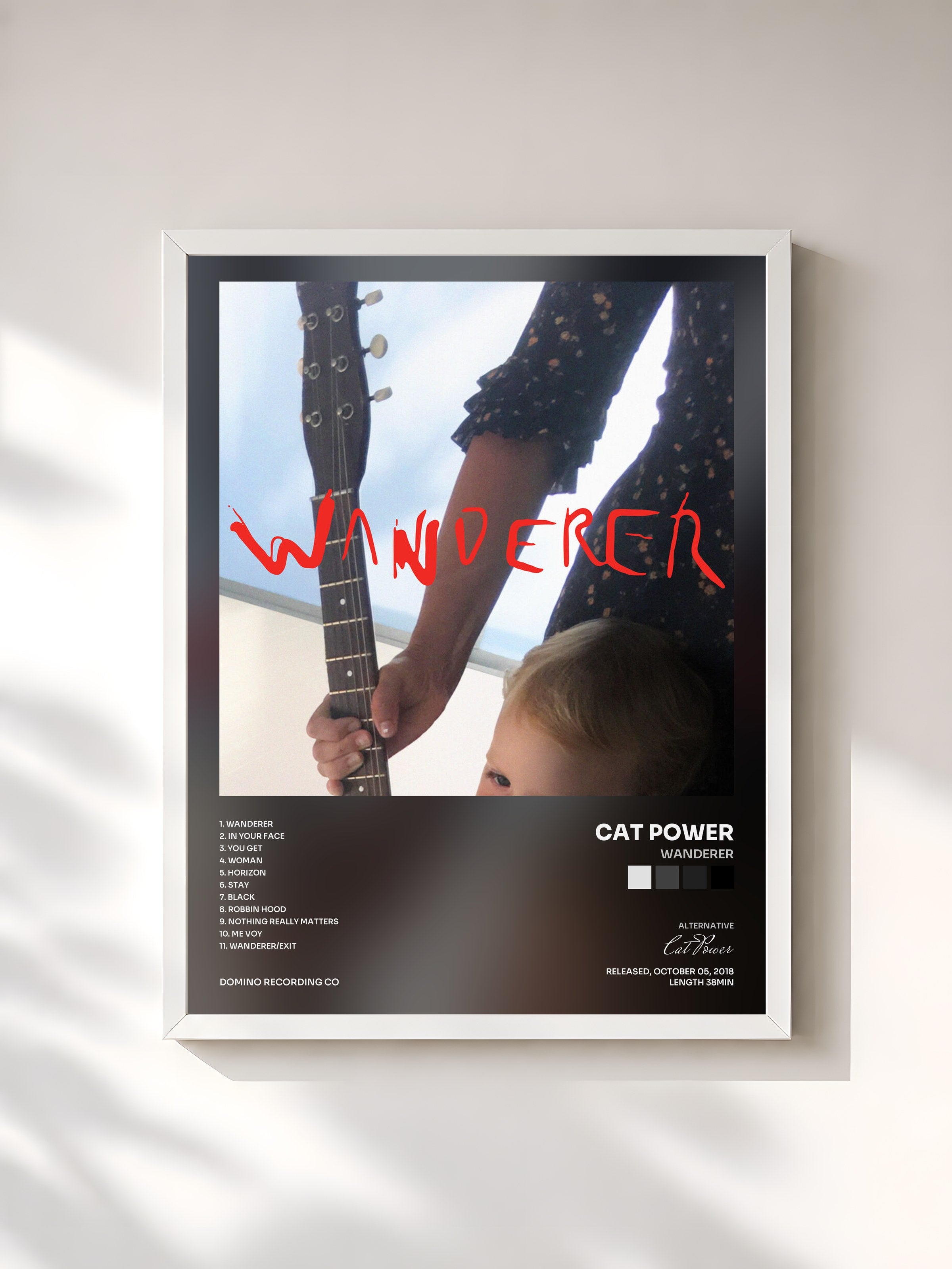 #blanc Tableau de l'album Wanderer de Cat Power, cadre blanc, imprimé et encadré en France