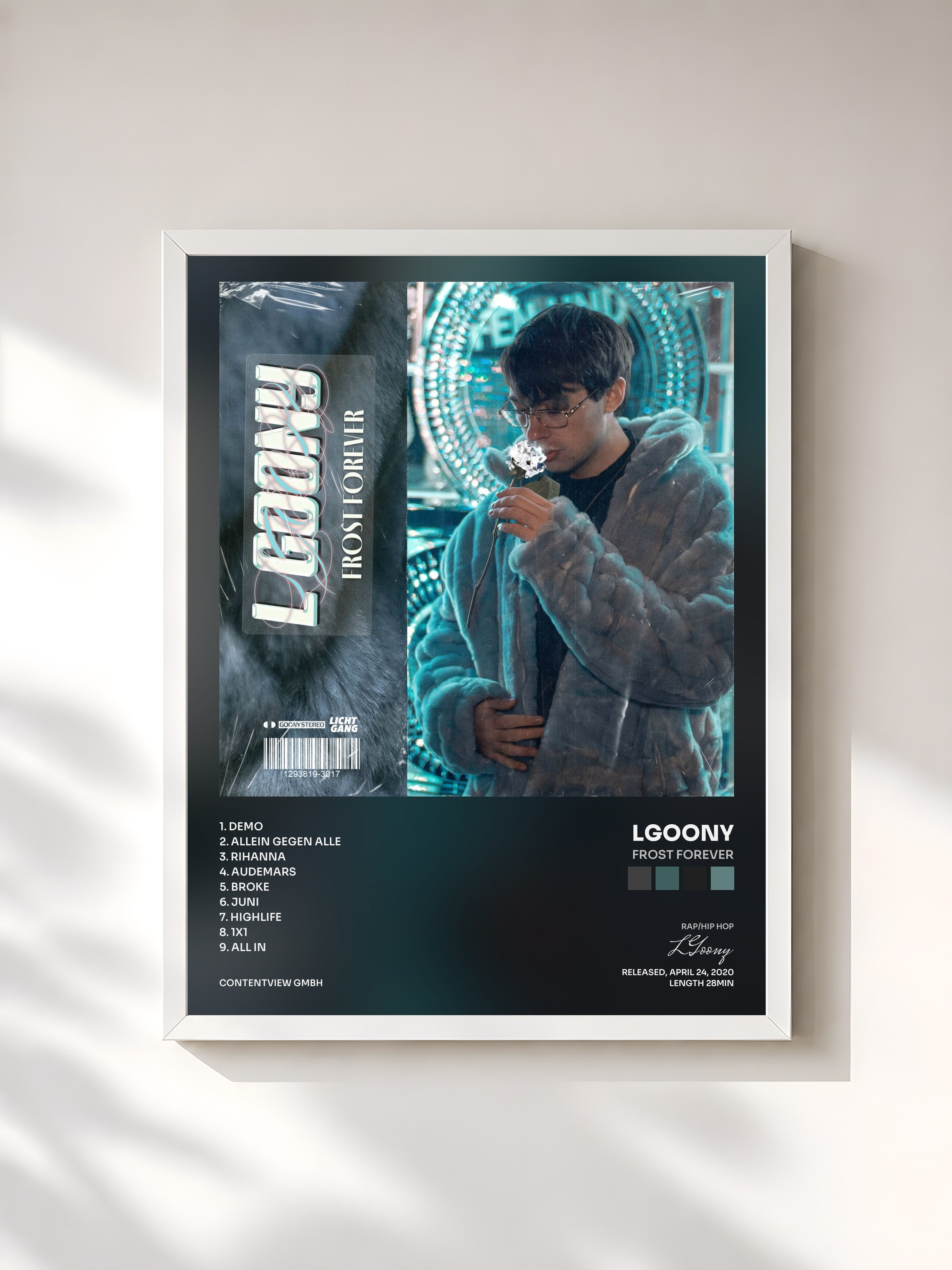 #blanc Tableau de l'album Frost Forever de LGoony, cadre blanc, imprimé et encadré en France