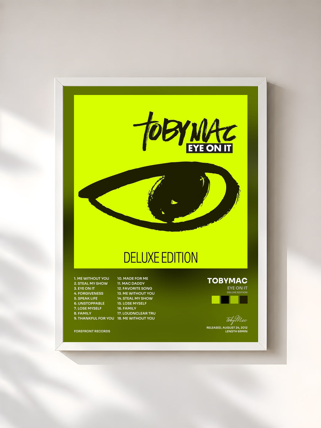 #blanc Tableau de l'album Eye On It (Deluxe Edition) de tobyMac, cadre blanc, imprimé et encadré en France