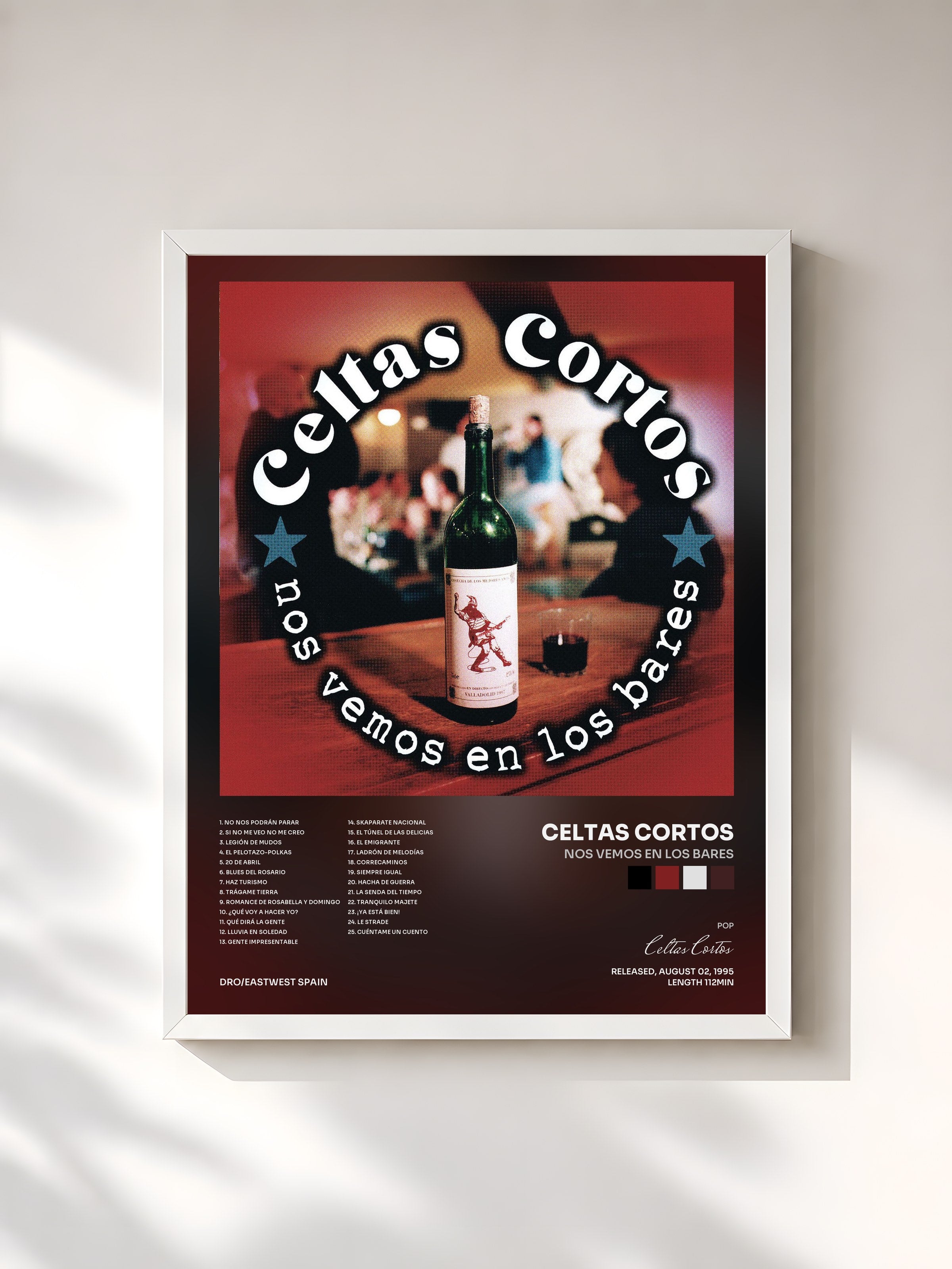 #blanc Tableau de l'album Nos Vemos En Los Bares de Celtas Cortos, cadre blanc, imprimé et encadré en France