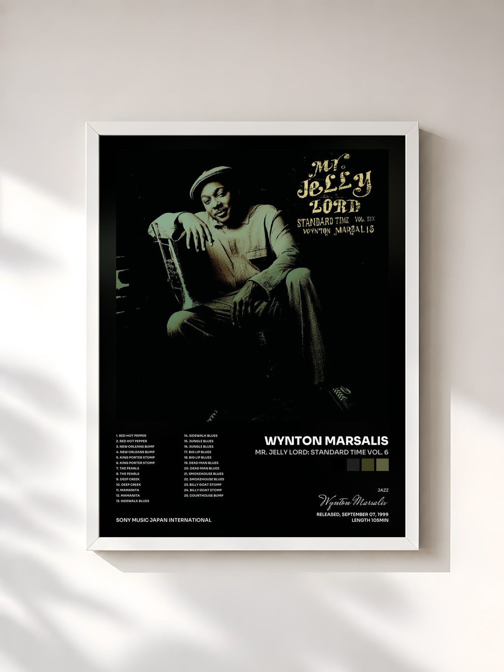 #blanc Mr. Jelly Lord: Standard Time Vol. 6 von Wynton Marsalis als gerahmter Kunstdruck, weißer Rahmen, gedruckt und gerahmt in Frankreich