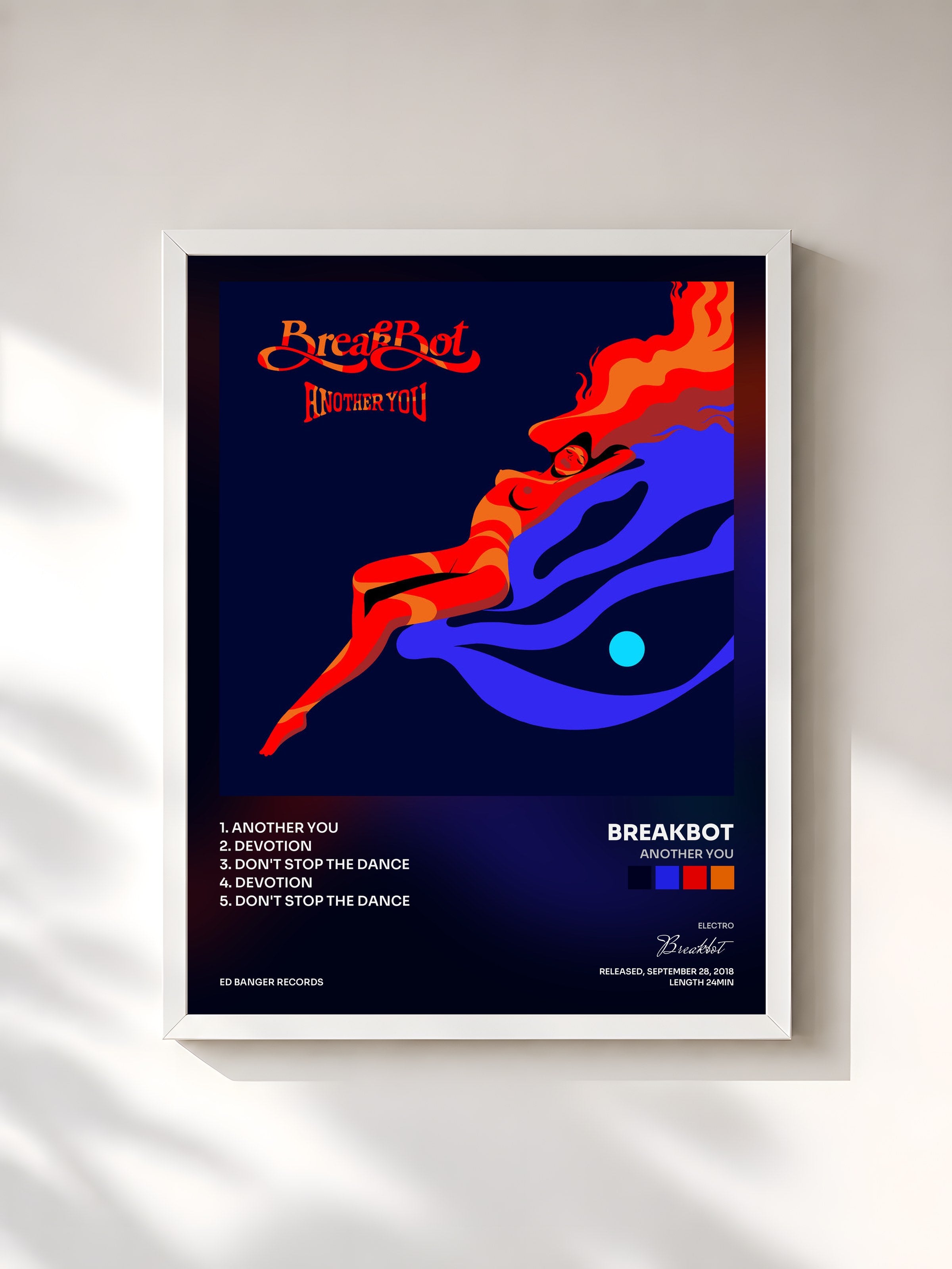 #blanc Tableau de l'album Another You de Breakbot, cadre blanc, imprimé et encadré en France