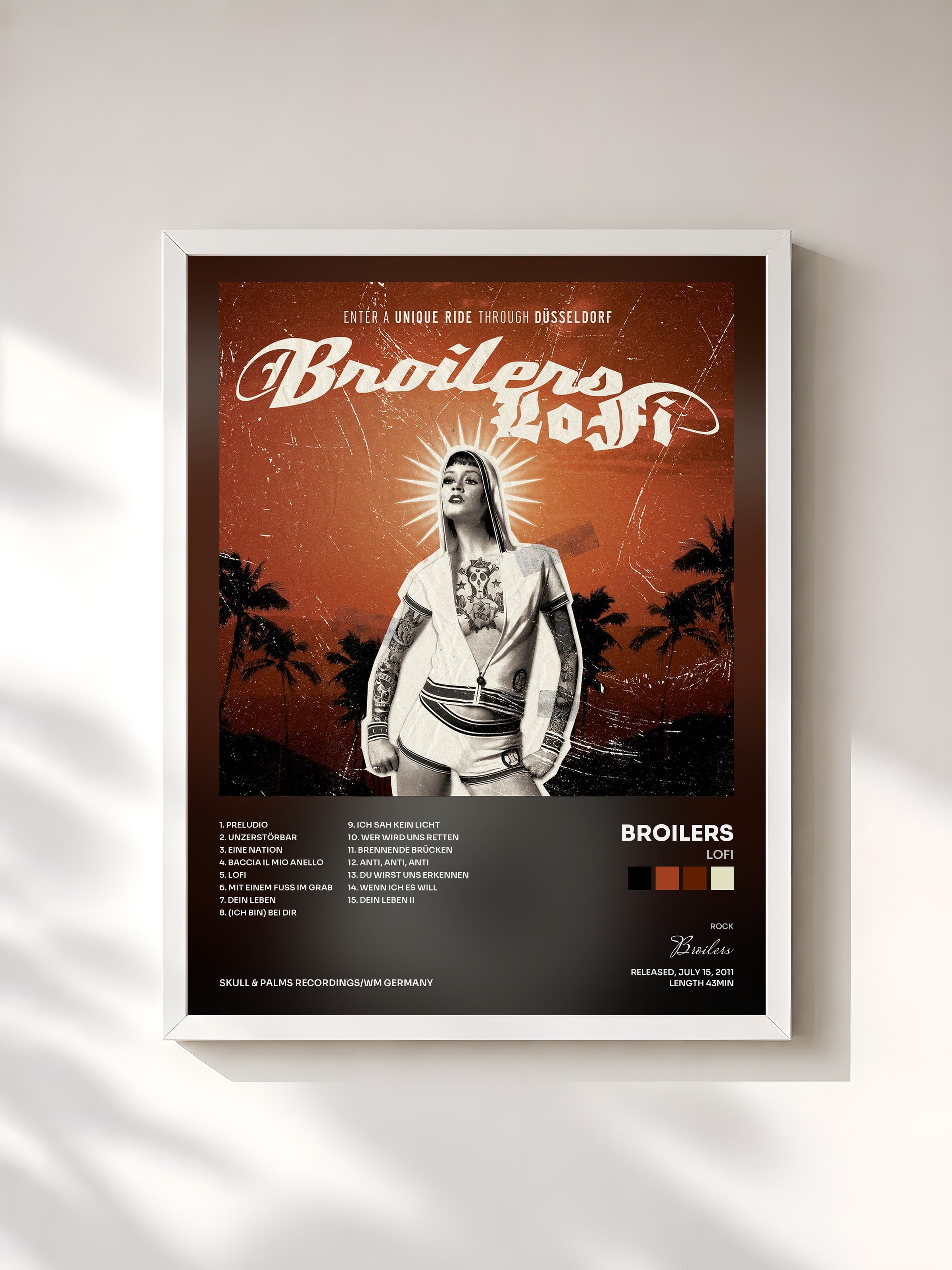#blanc Tableau de l'album LoFi de Broilers, cadre blanc, imprimé et encadré en France