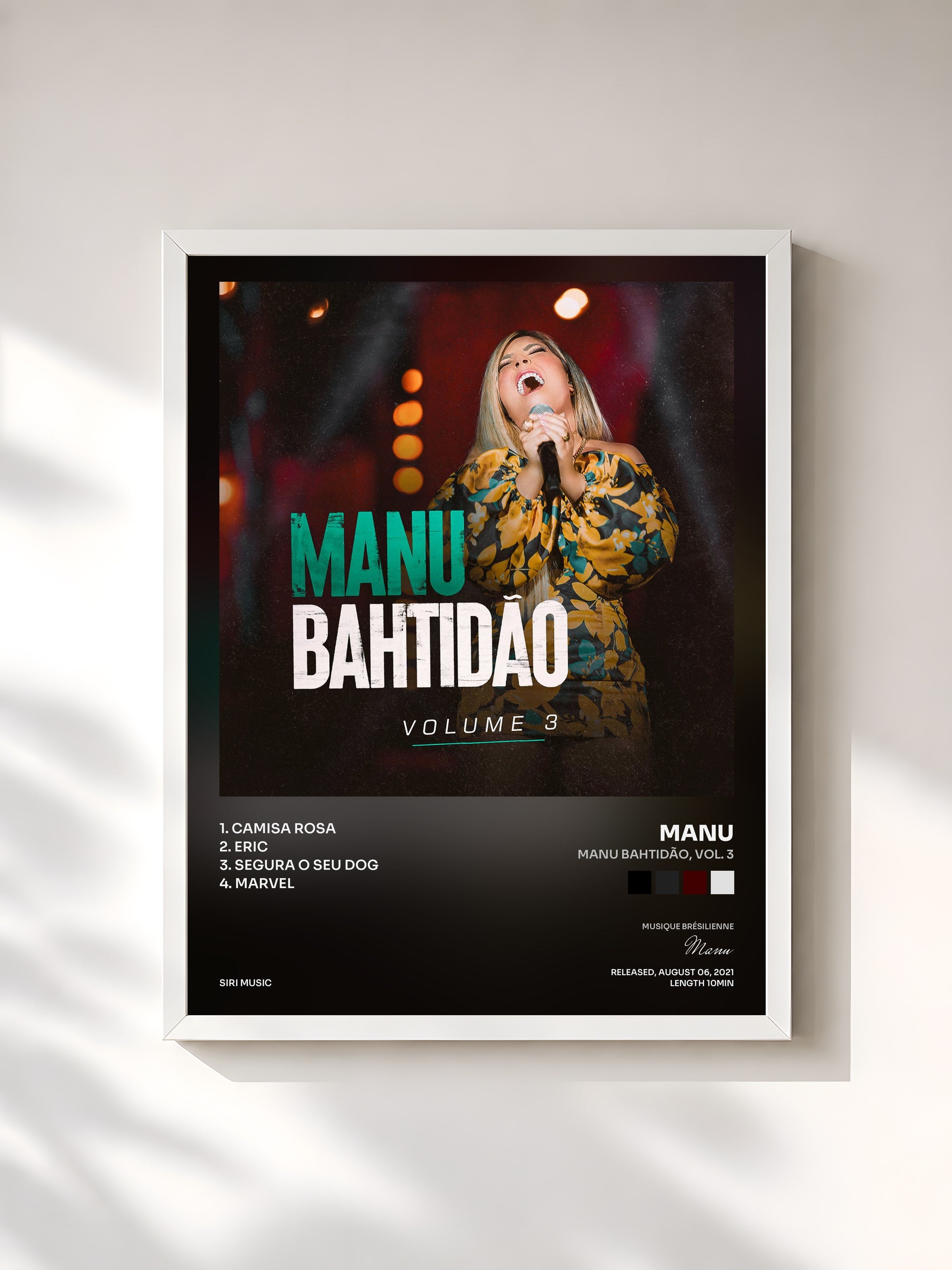 #blanc Tableau de l'album Manu Bahtidão, Vol. 3 de Manu, cadre blanc, imprimé et encadré en France