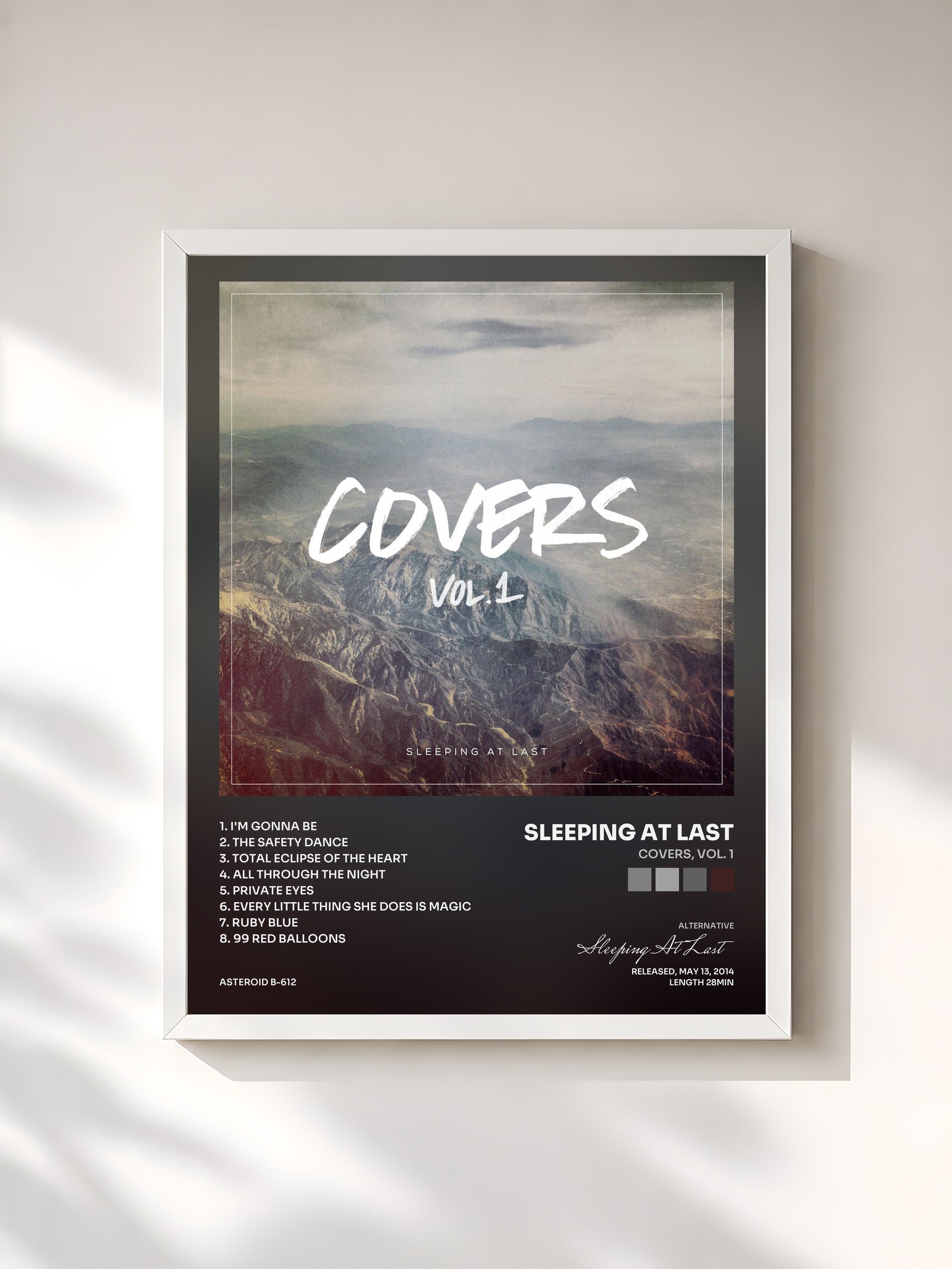 #blanc Tableau de l'album Covers, Vol. 1 de Sleeping At Last, cadre blanc, imprimé et encadré en France