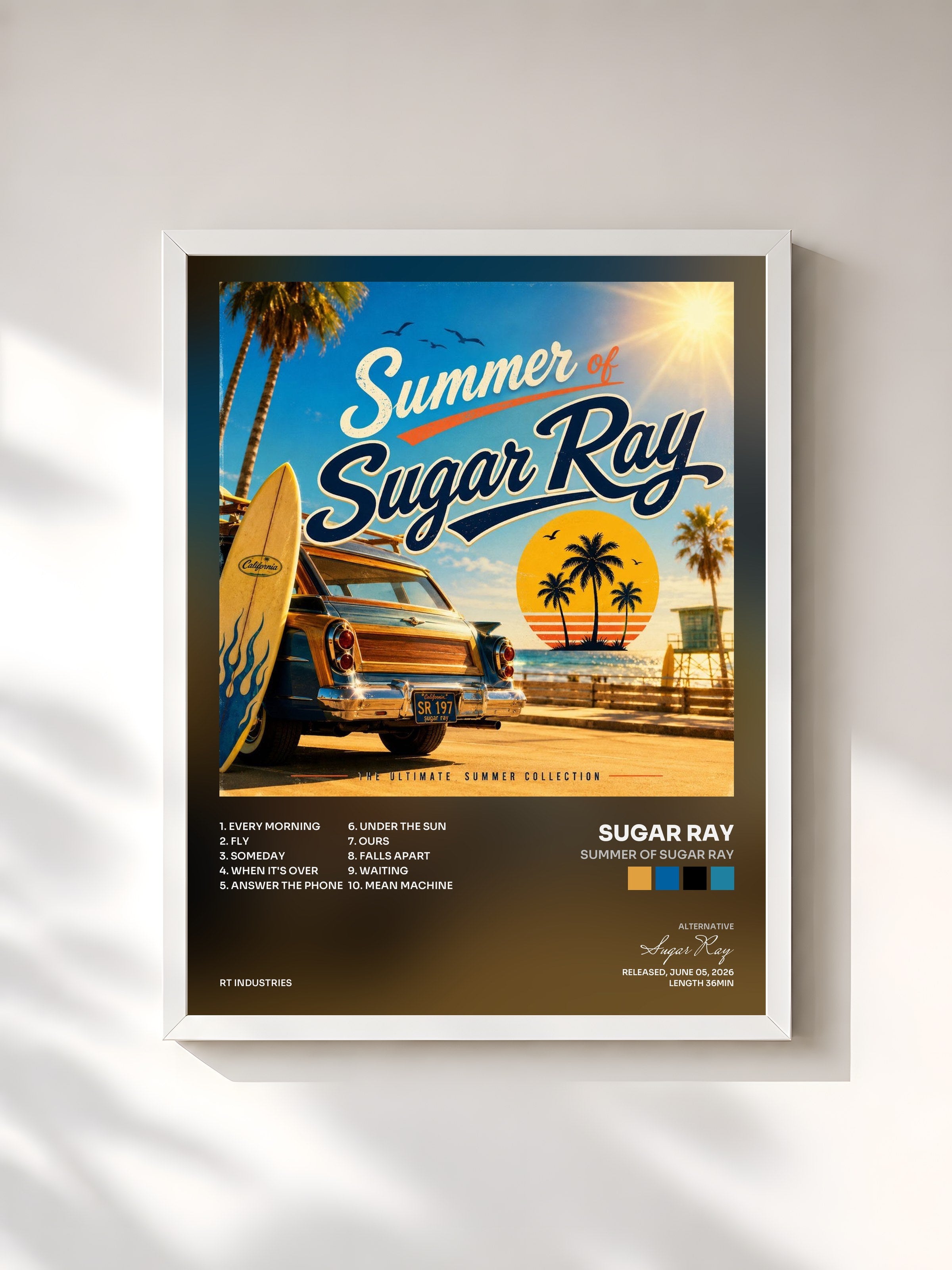 #blanc Tableau de l'album Summer of Sugar Ray de Sugar Ray, cadre blanc, imprimé et encadré en France