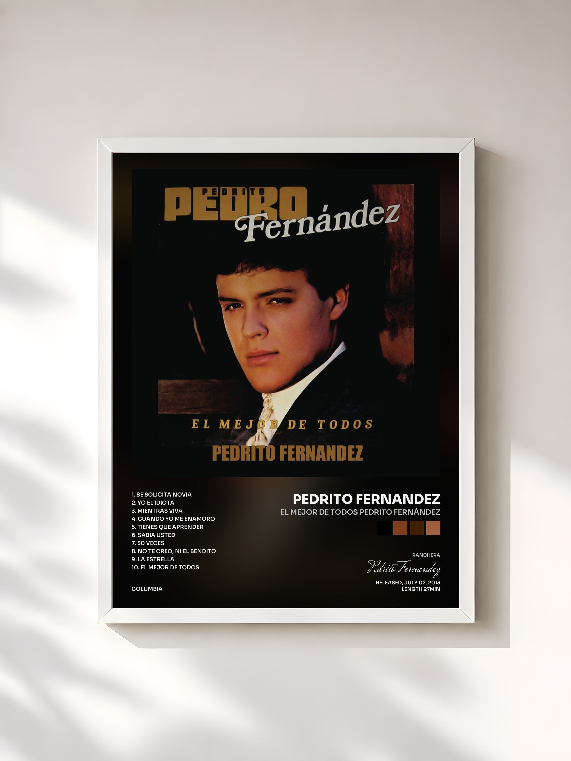 #blanc Tableau de l'album El Mejor de Todos Pedrito Fernández de Pedrito Fernandez, cadre blanc, imprimé et encadré en France