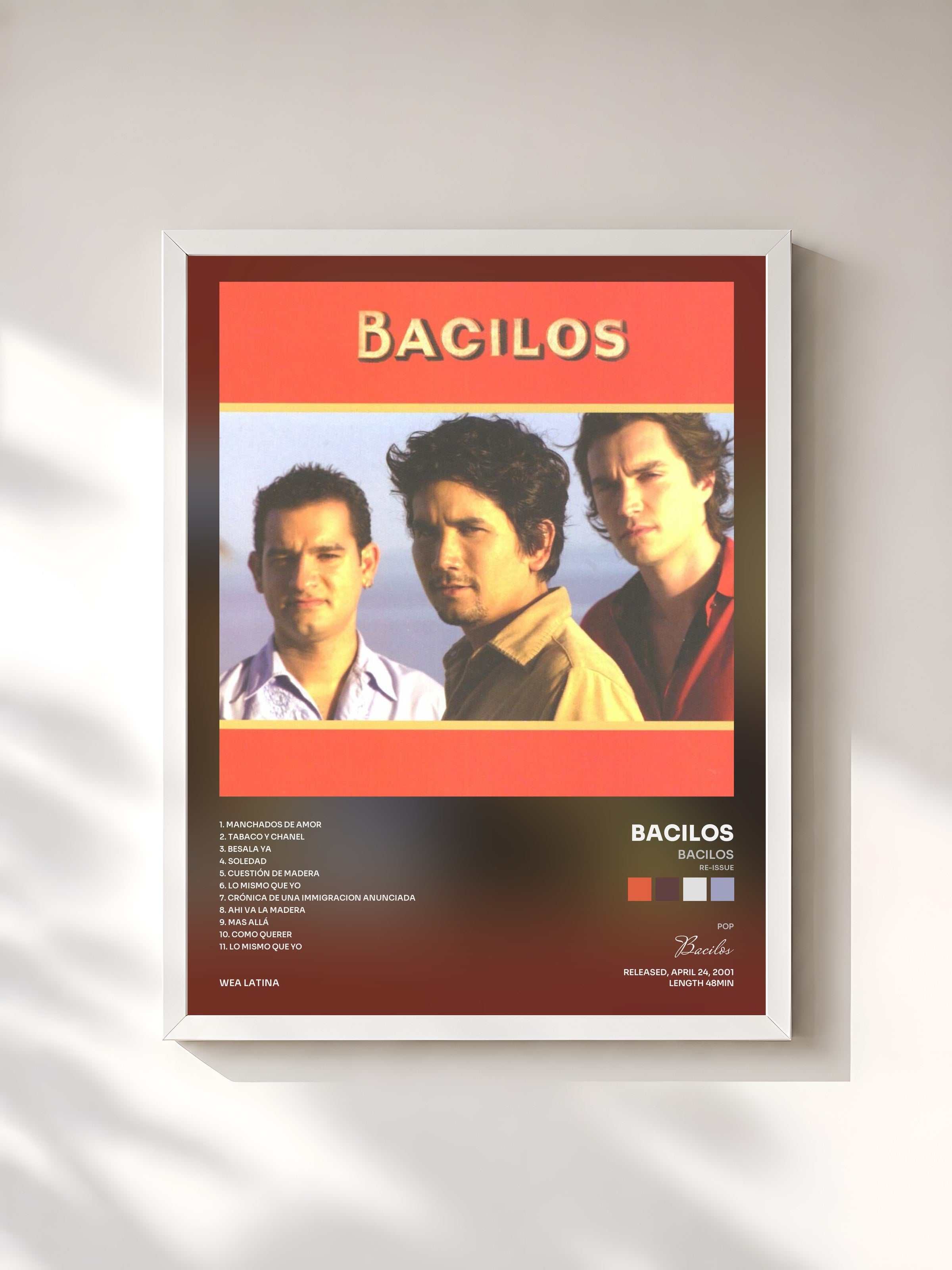 #blanc Tableau de l'album Bacilos (Re-Issue) de Bacilos, cadre blanc, imprimé et encadré en France
