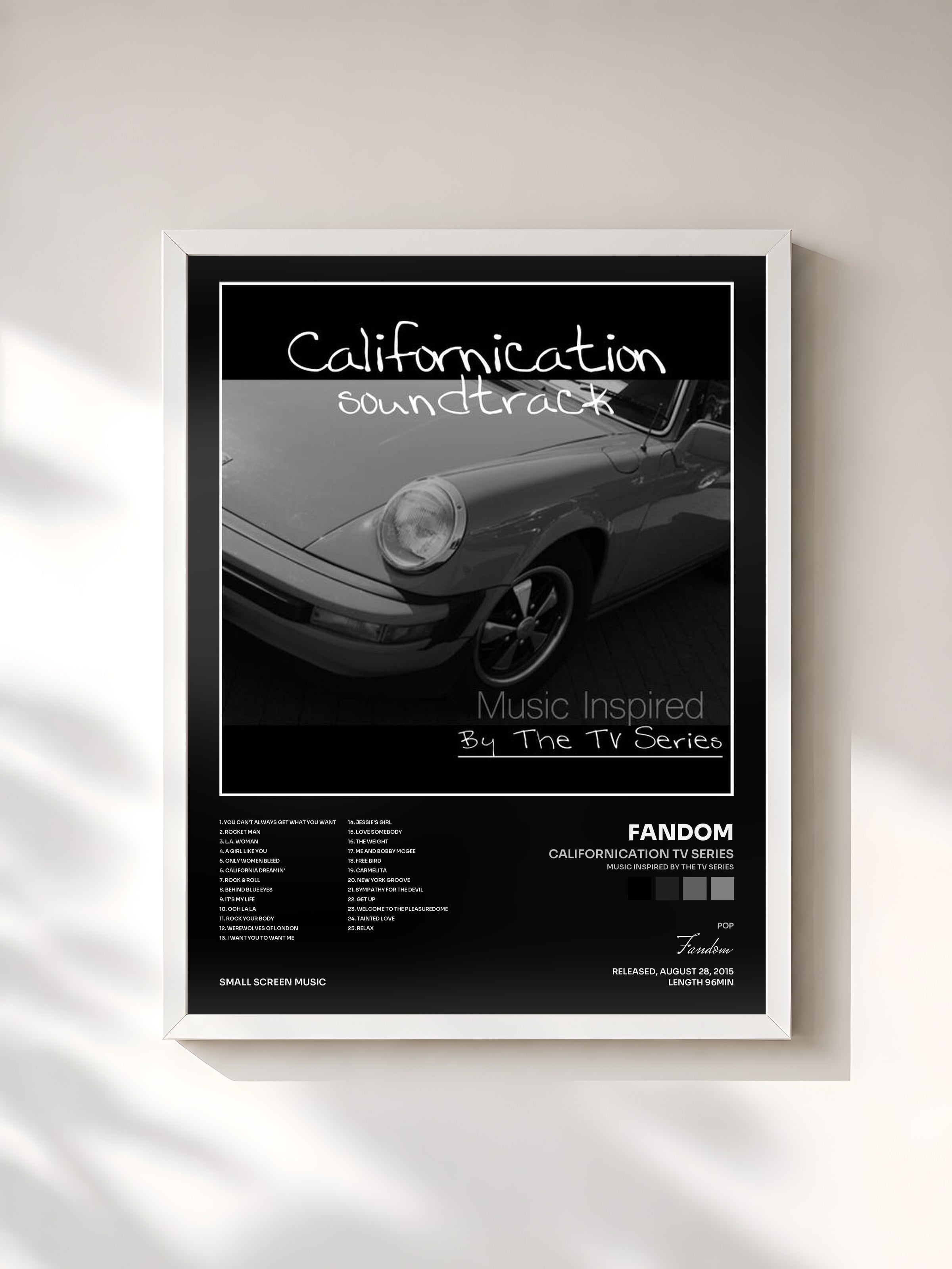 #blanc Tableau de l'album Californication TV Series (Music Inspired by the TV Series) de Fandom, cadre blanc, imprimé et encadré en France