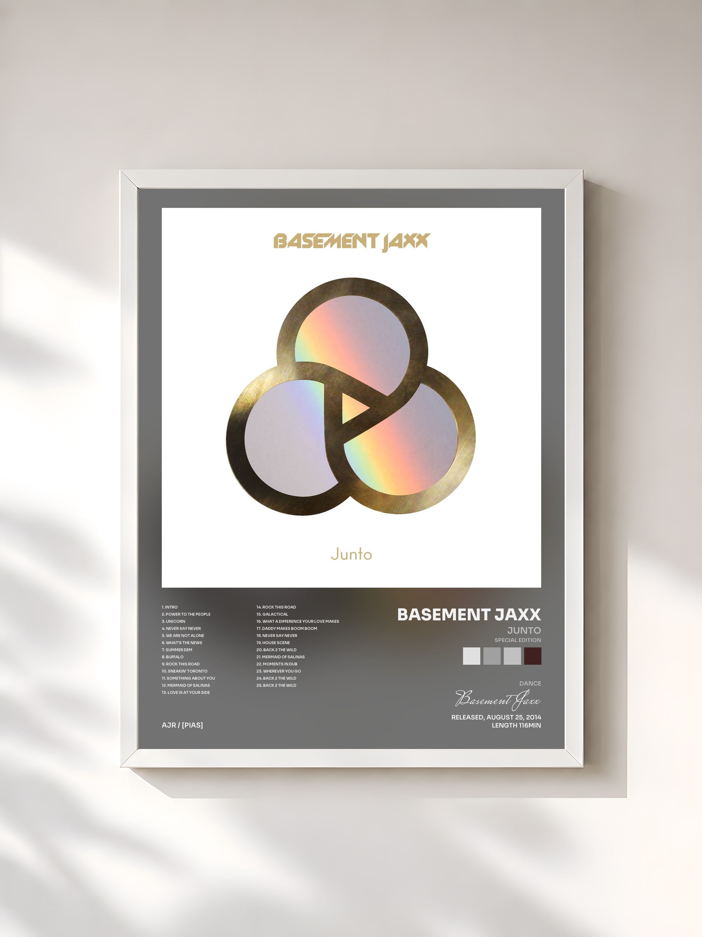 #blanc Tableau de l'album Junto (Special Edition) de Basement Jaxx, cadre blanc, imprimé et encadré en France