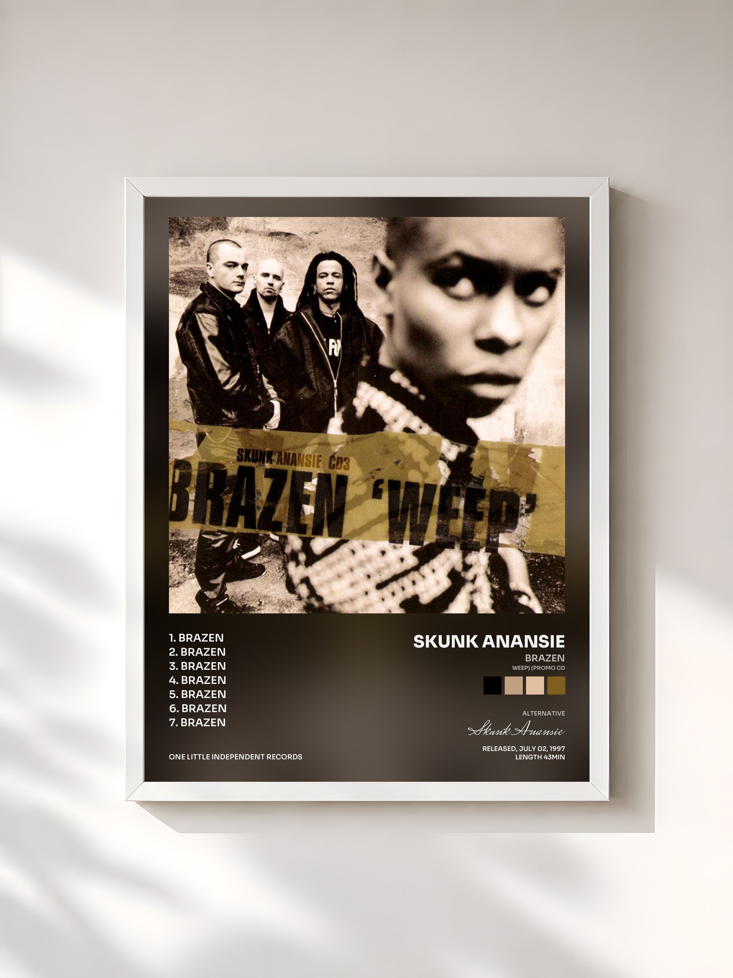 #blanc Tableau de l'album Brazen (Weep) (Promo CD) de Skunk Anansie, cadre blanc, imprimé et encadré en France