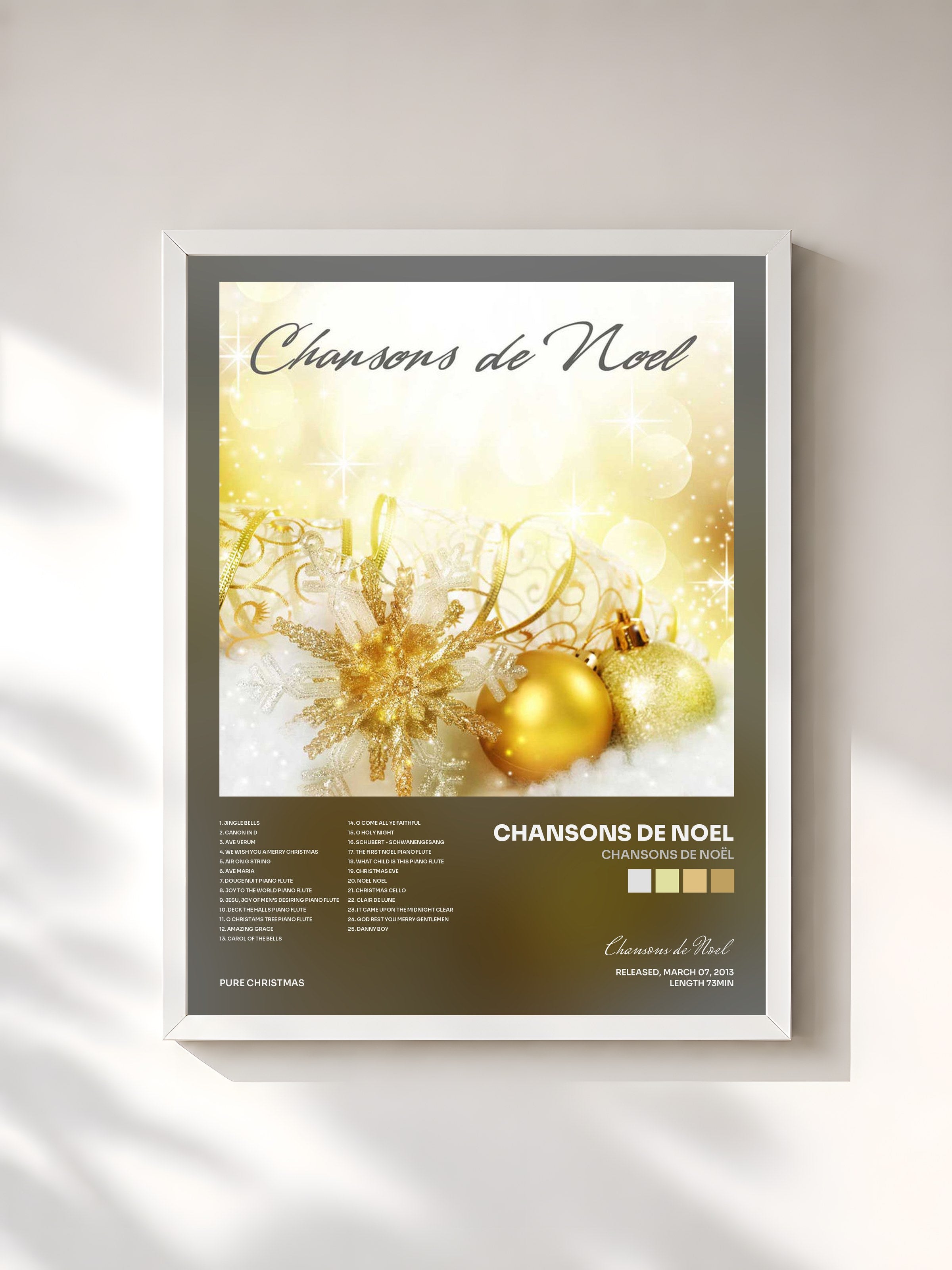 #blanc Tableau de l'album Chansons de Noël de Chansons de Noel, cadre blanc, imprimé et encadré en France