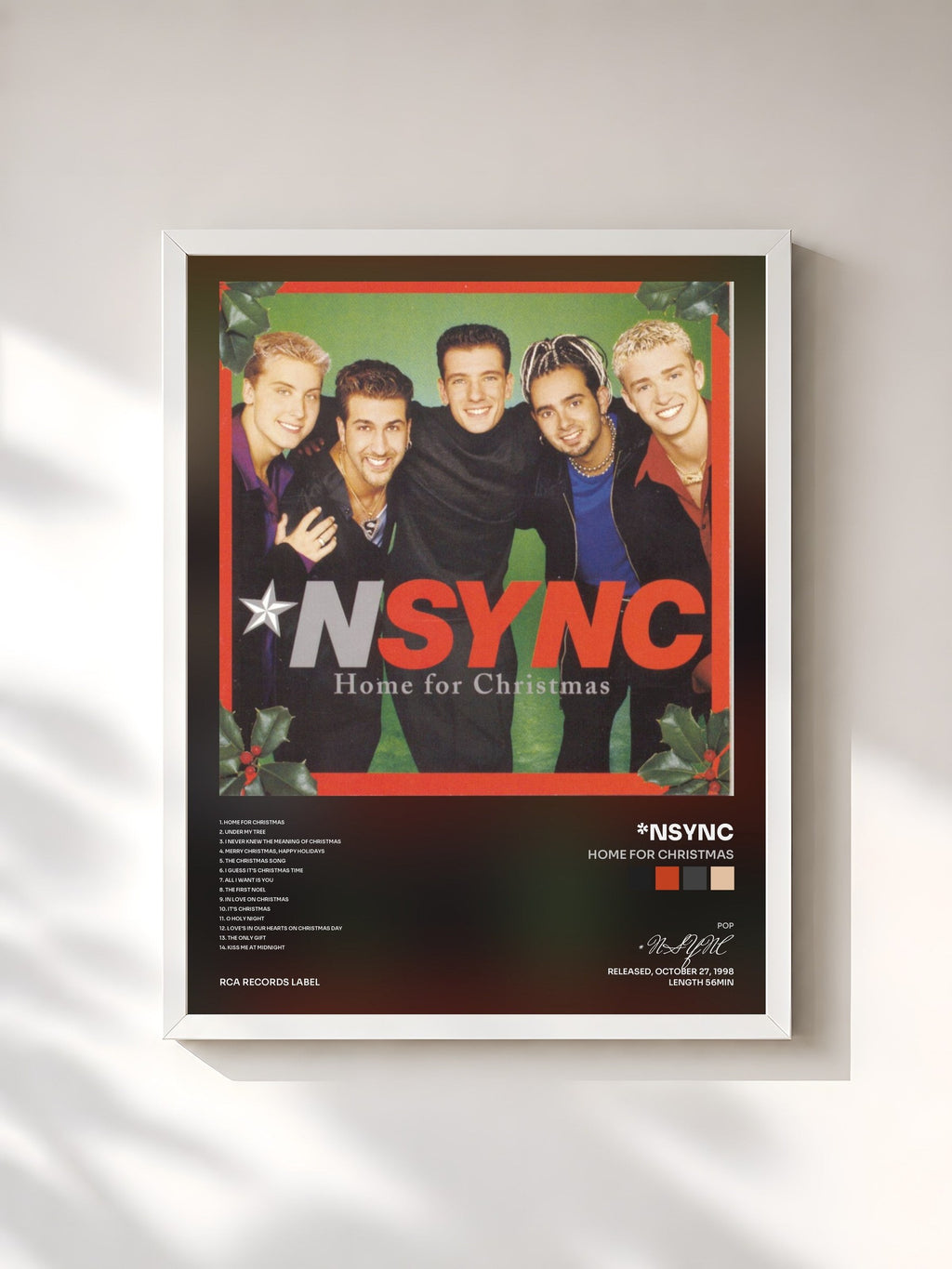 #blanc Tableau de l'album Home For Christmas de *NSYNC, cadre blanc, imprimé et encadré en France