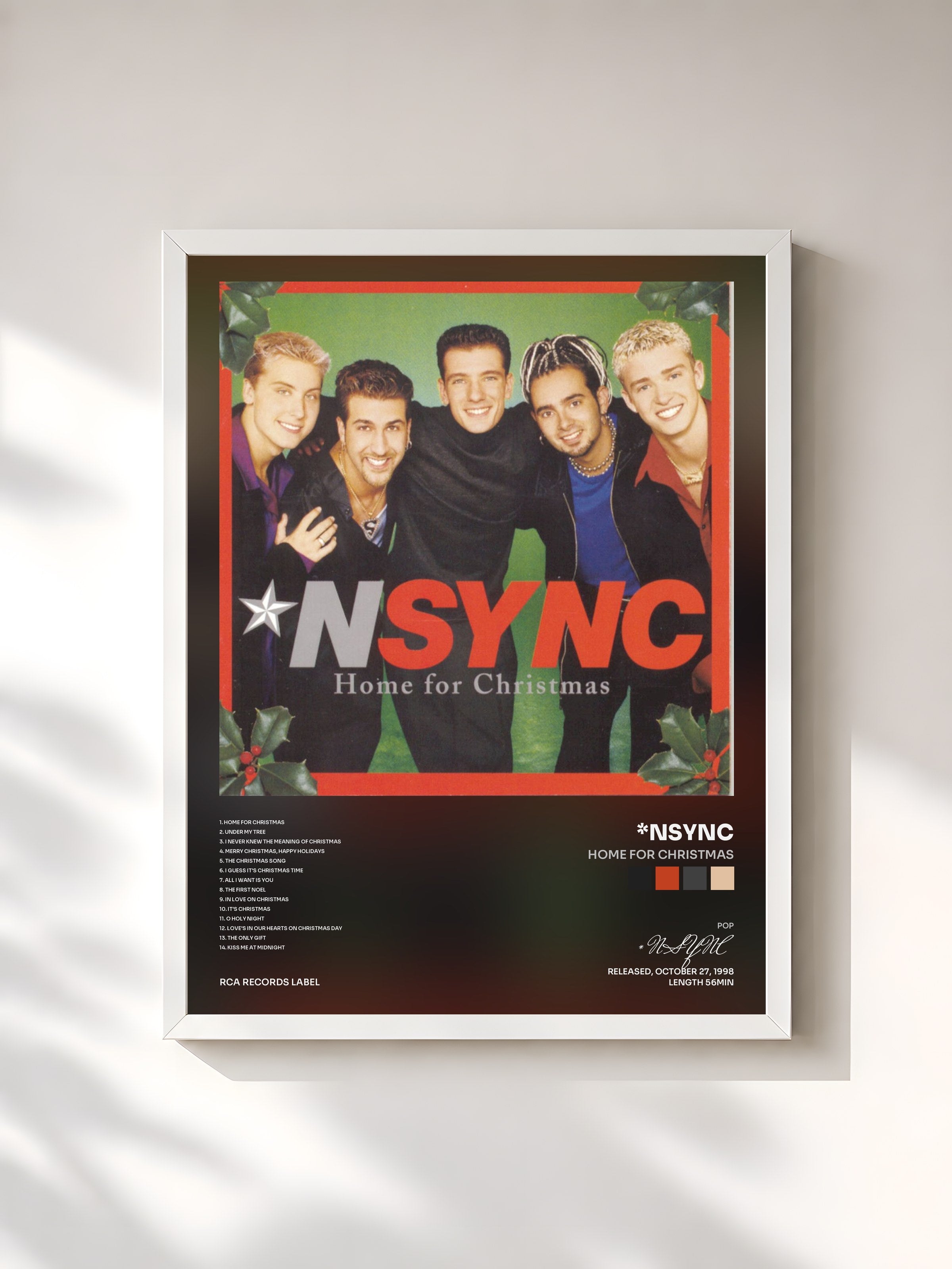 #blanc Tableau de l'album Home For Christmas de *NSYNC, cadre blanc, imprimé et encadré en France