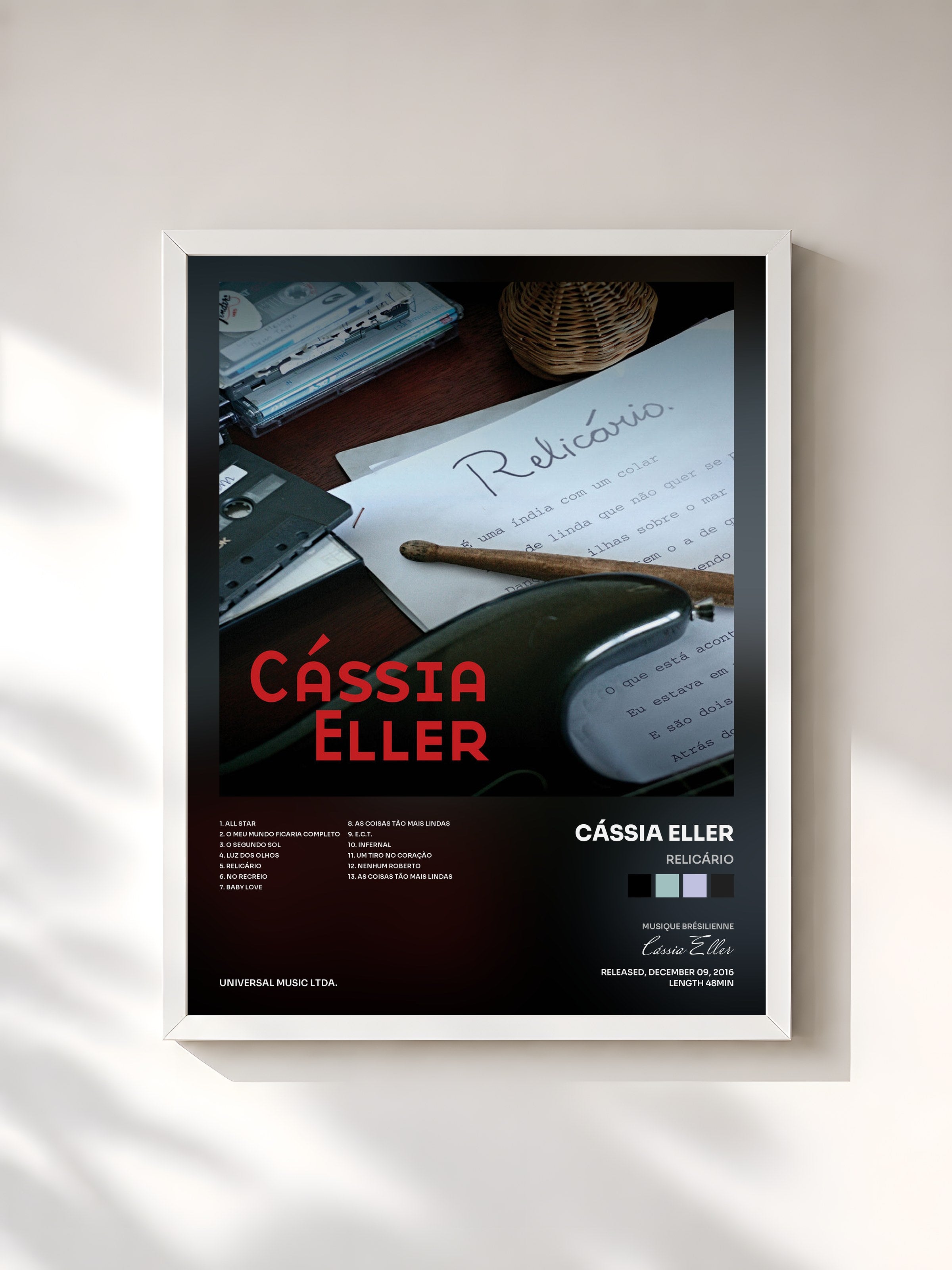 #blanc Tableau de l'album Relicário de Cássia Eller, cadre blanc, imprimé et encadré en France